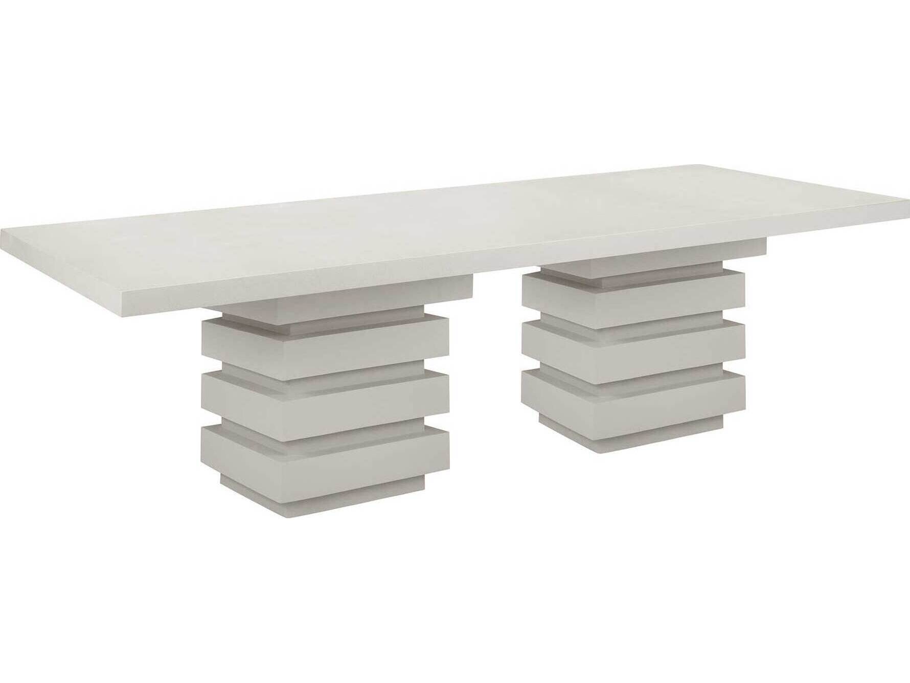 Seasonal Living Provenance Fiber Reinforced Polymer Limestone Meditation Rectangular Outdoor Patio Dining Table