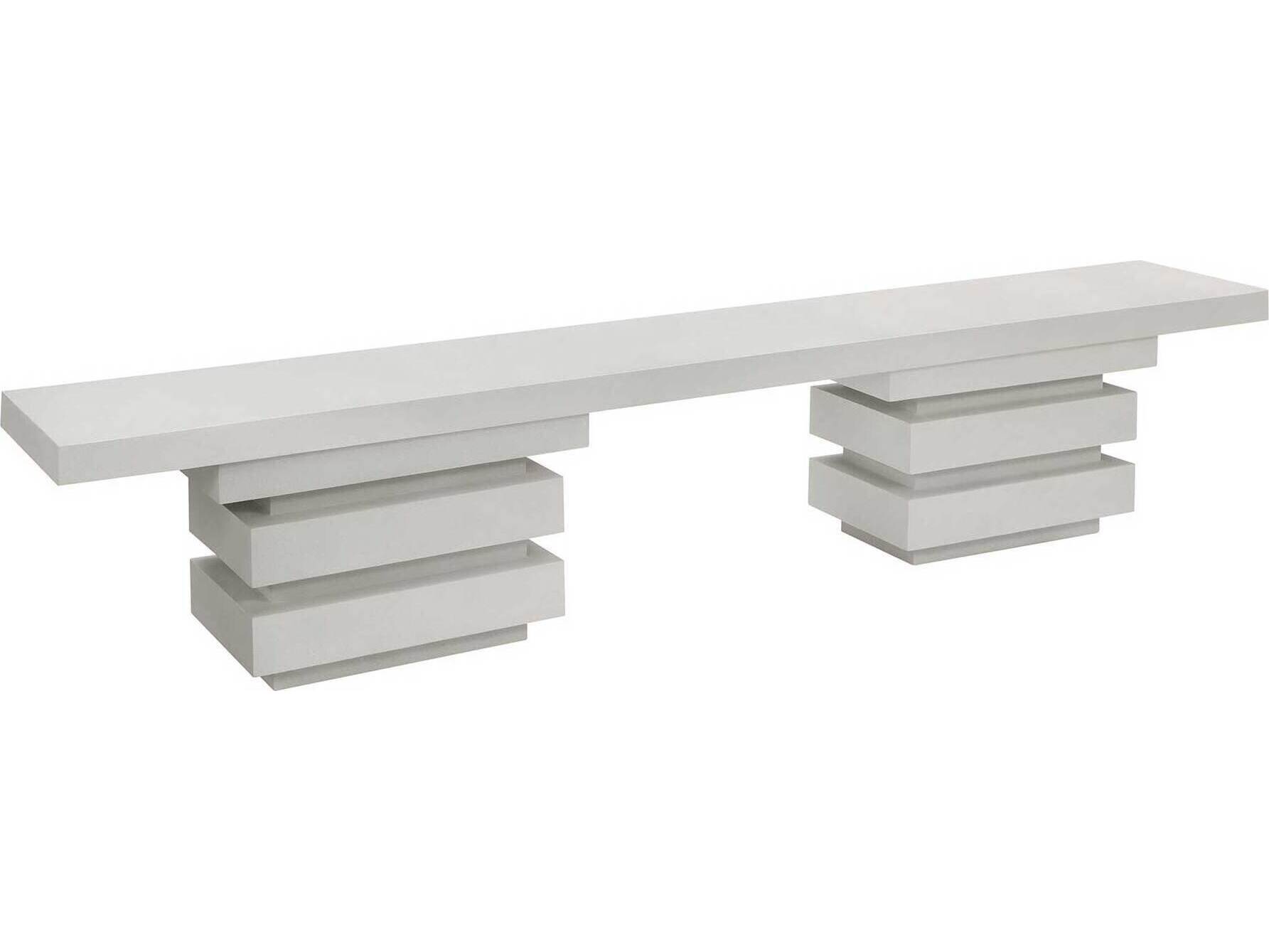 Seasonal Living Provenance Fiber Reinforced Polymer Limestone Meditation Rectangle Outdoor Patio Bench