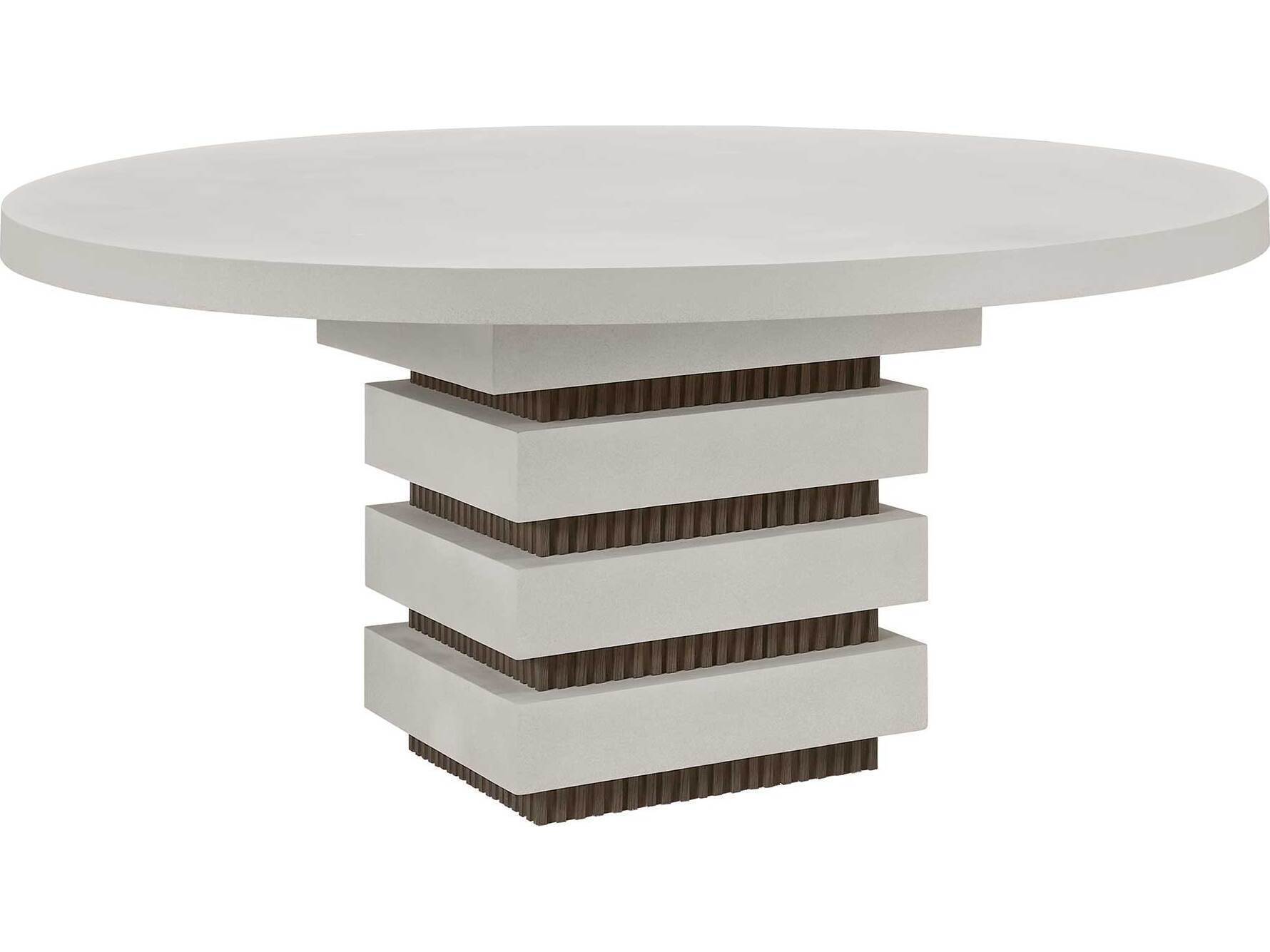 Seasonal Living Provenance Fiber Reinforced Polymer Limestone/Energy Meditation Round Outdoor Dining Table