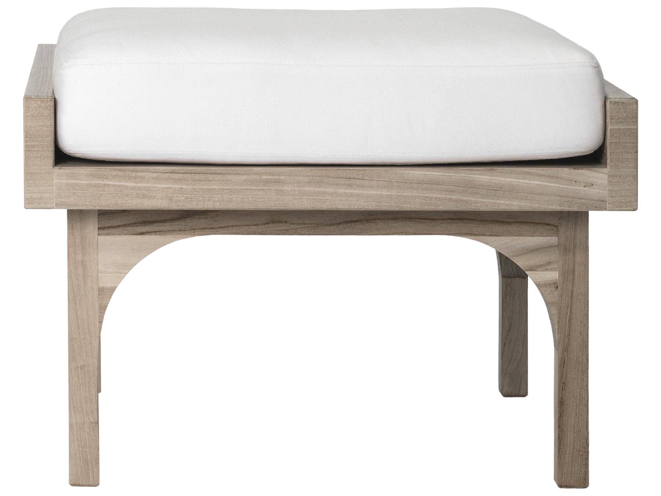 Seasonal Living Serenique Sun Bleached Teak Fabric Cushion Ottoman