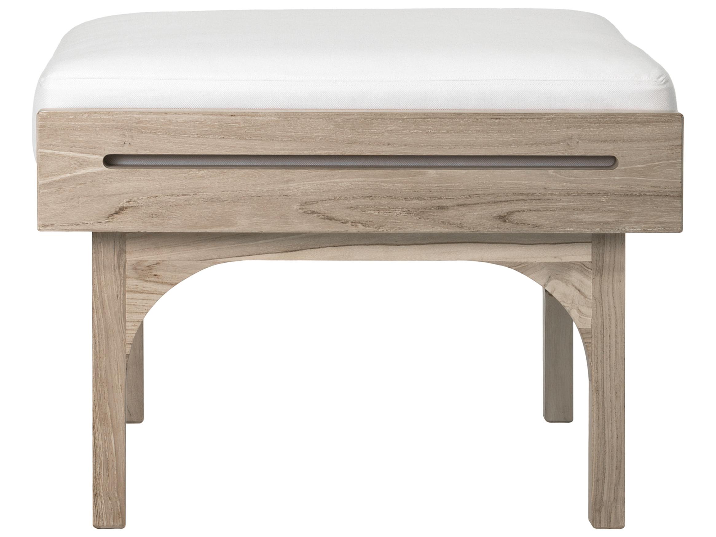 Seasonal Living Serenique Sun Bleached Teak Fabric Cushion Ottoman