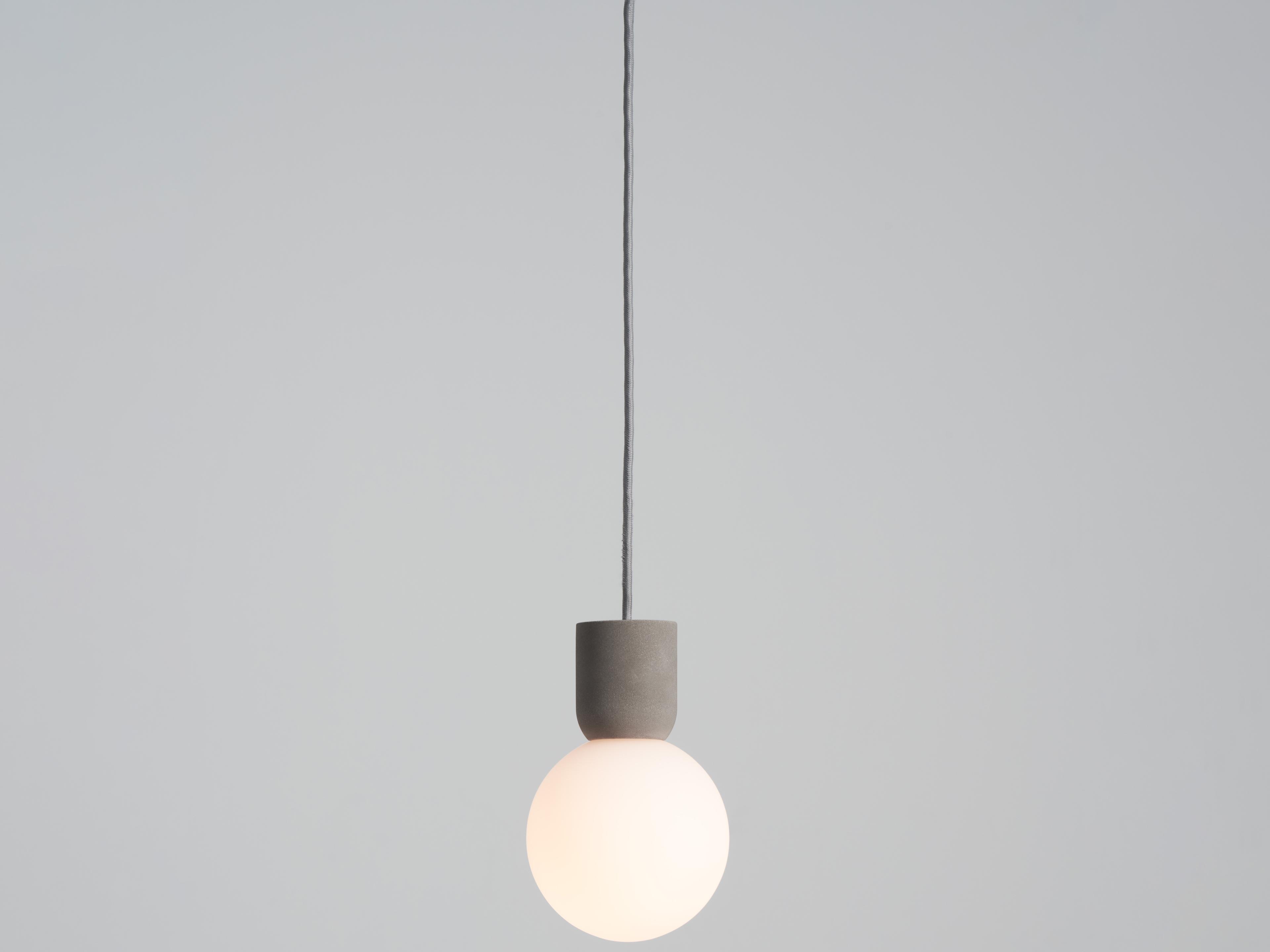 Seed Design Castle Glo Concrete opal Glass Gray LED Globe Mini Pendant