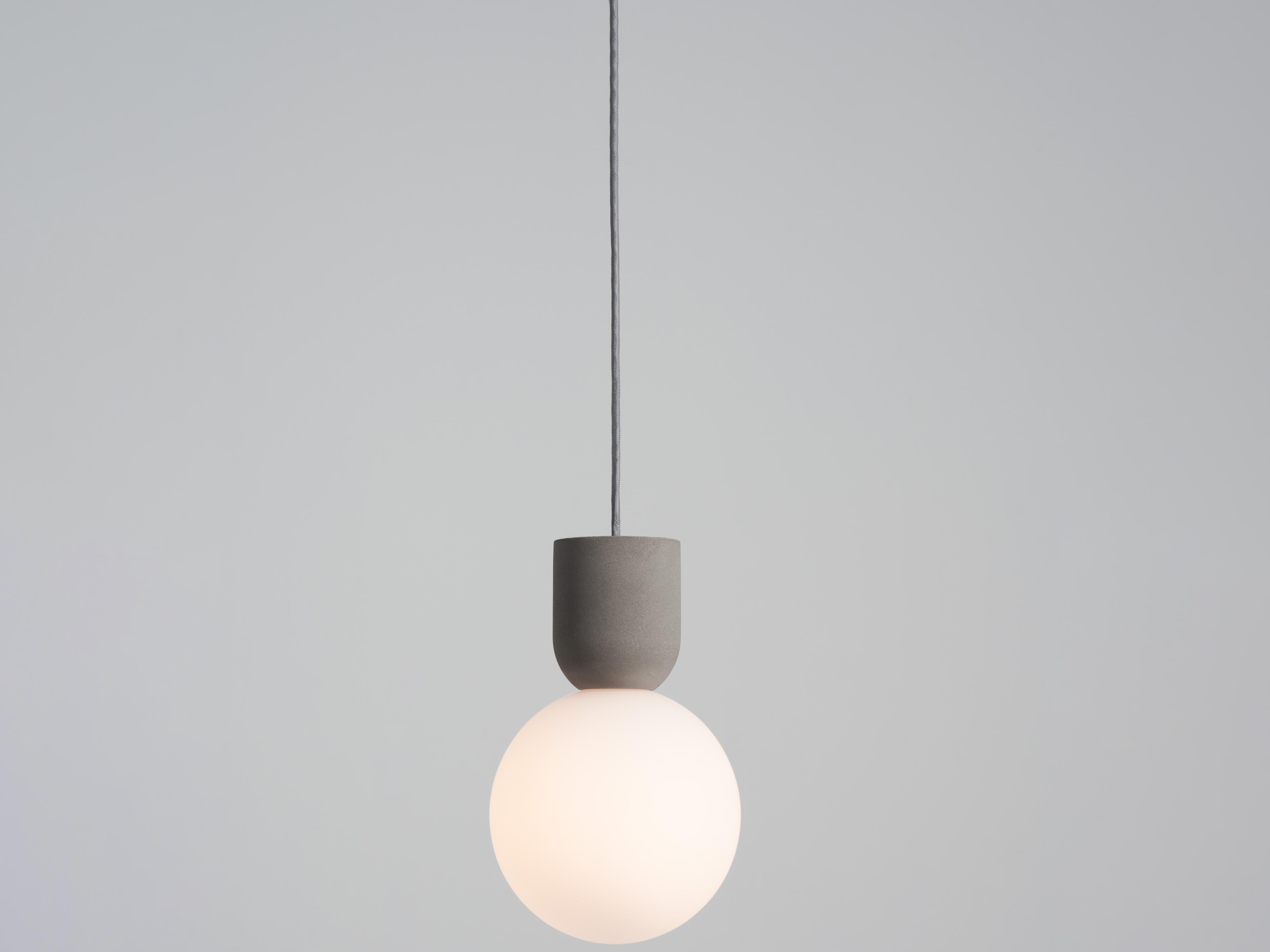 Seed Design Castle Glo Concrete opal Glass Gray LED Globe Mini Pendant