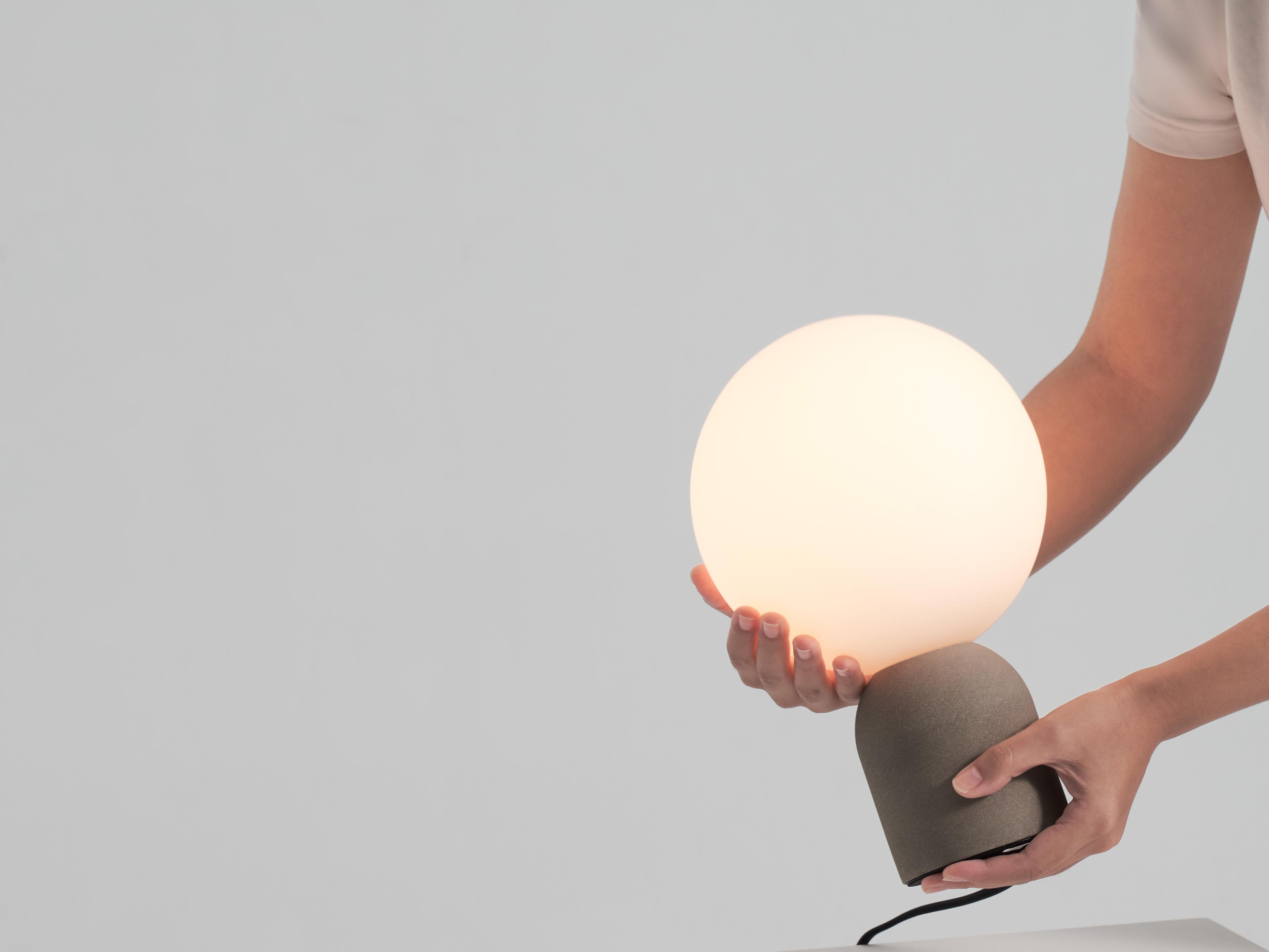 Seed Design Castle Glo Concrete opal Glass Gray LED Table Lamp