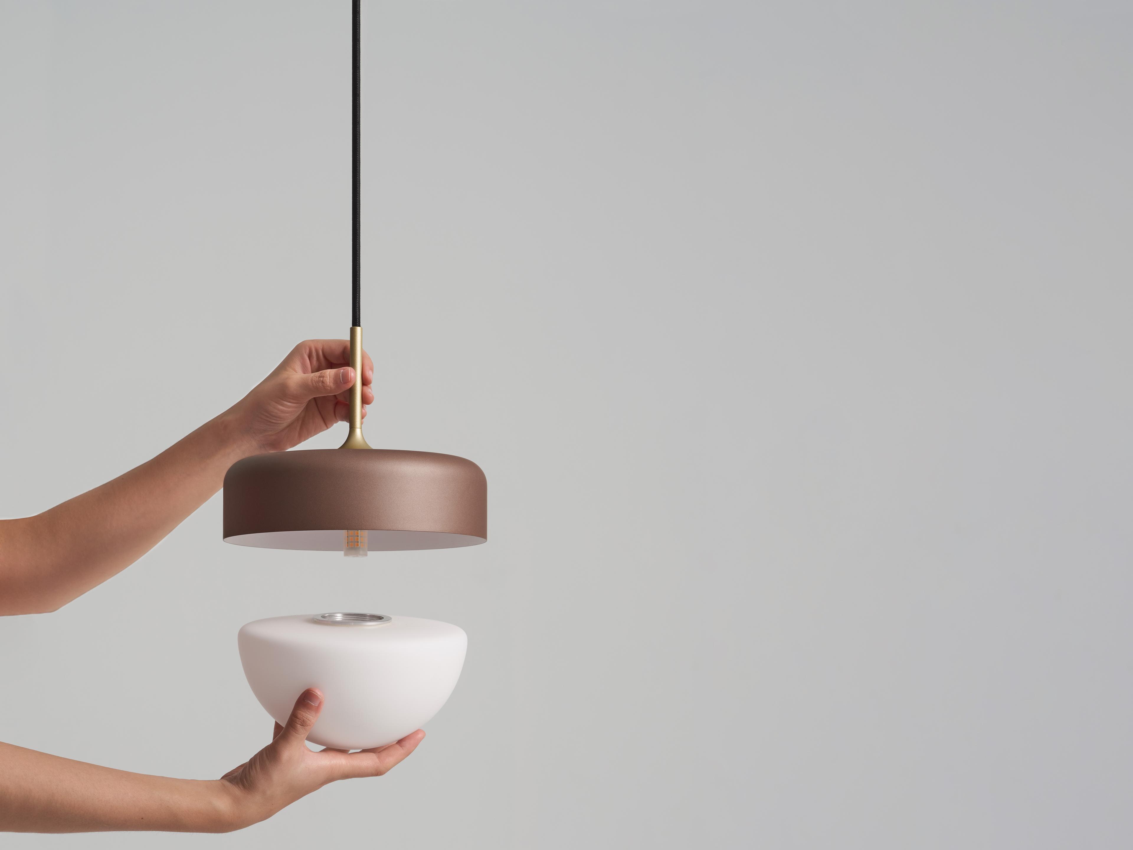 Seed Design Pensee Pearl Cocoa Gold Brown LED Dome Mini Pendant