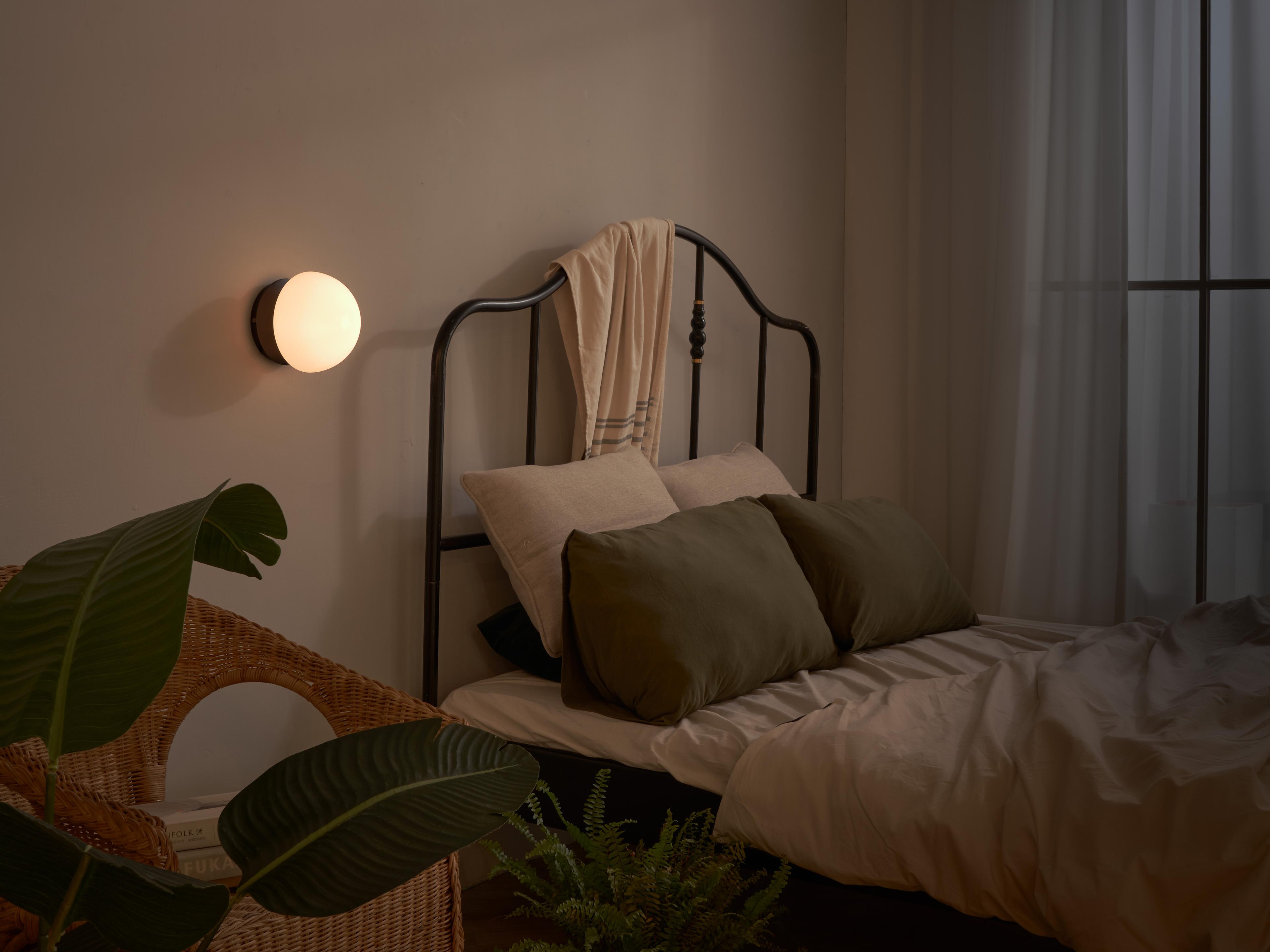 Seed Design Pensee Matt Opal Glass Black LED Wall Sconce