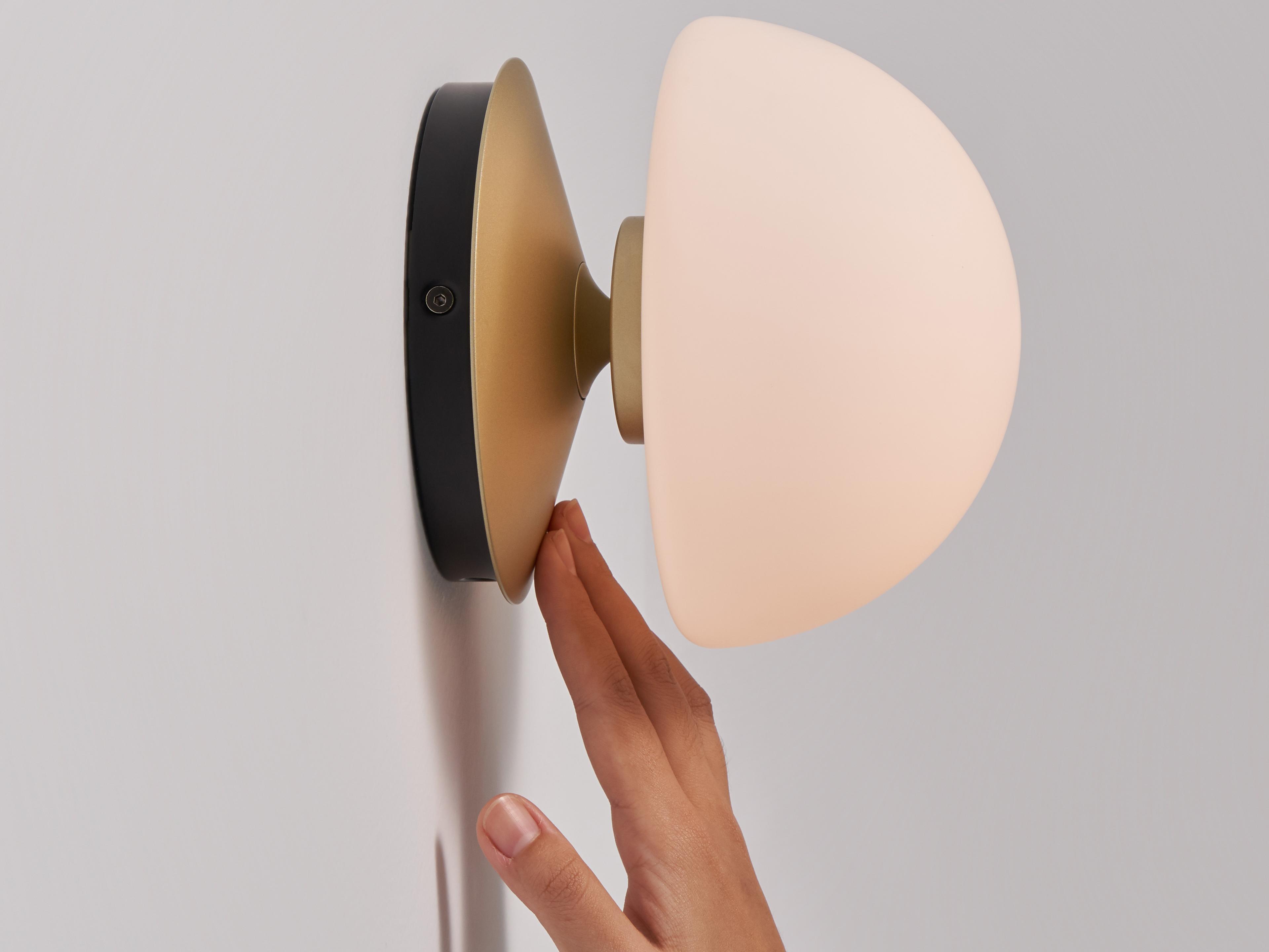 Seed Design Pensee Matt Opal Glass Champagne Gold LED Wall Sconce