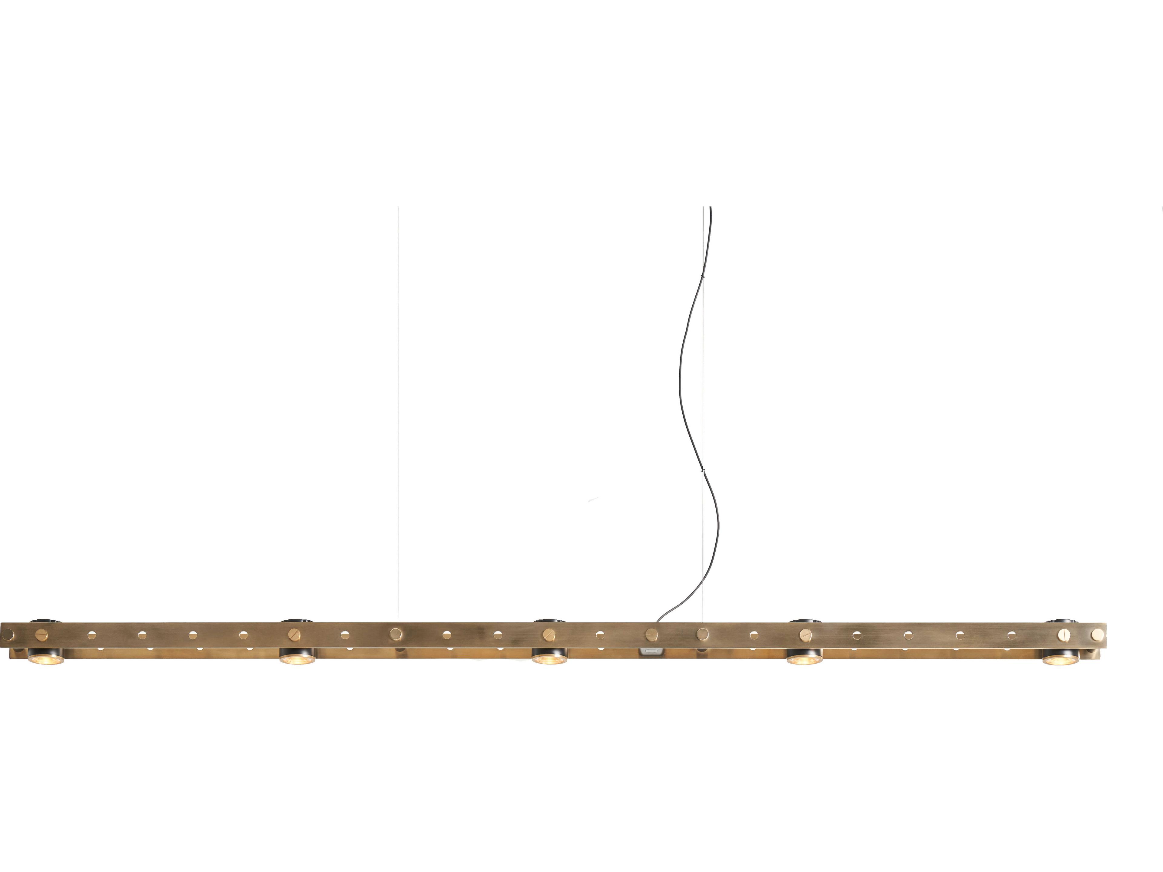 Seed Design Tram Brass LED Linear Island Pendant