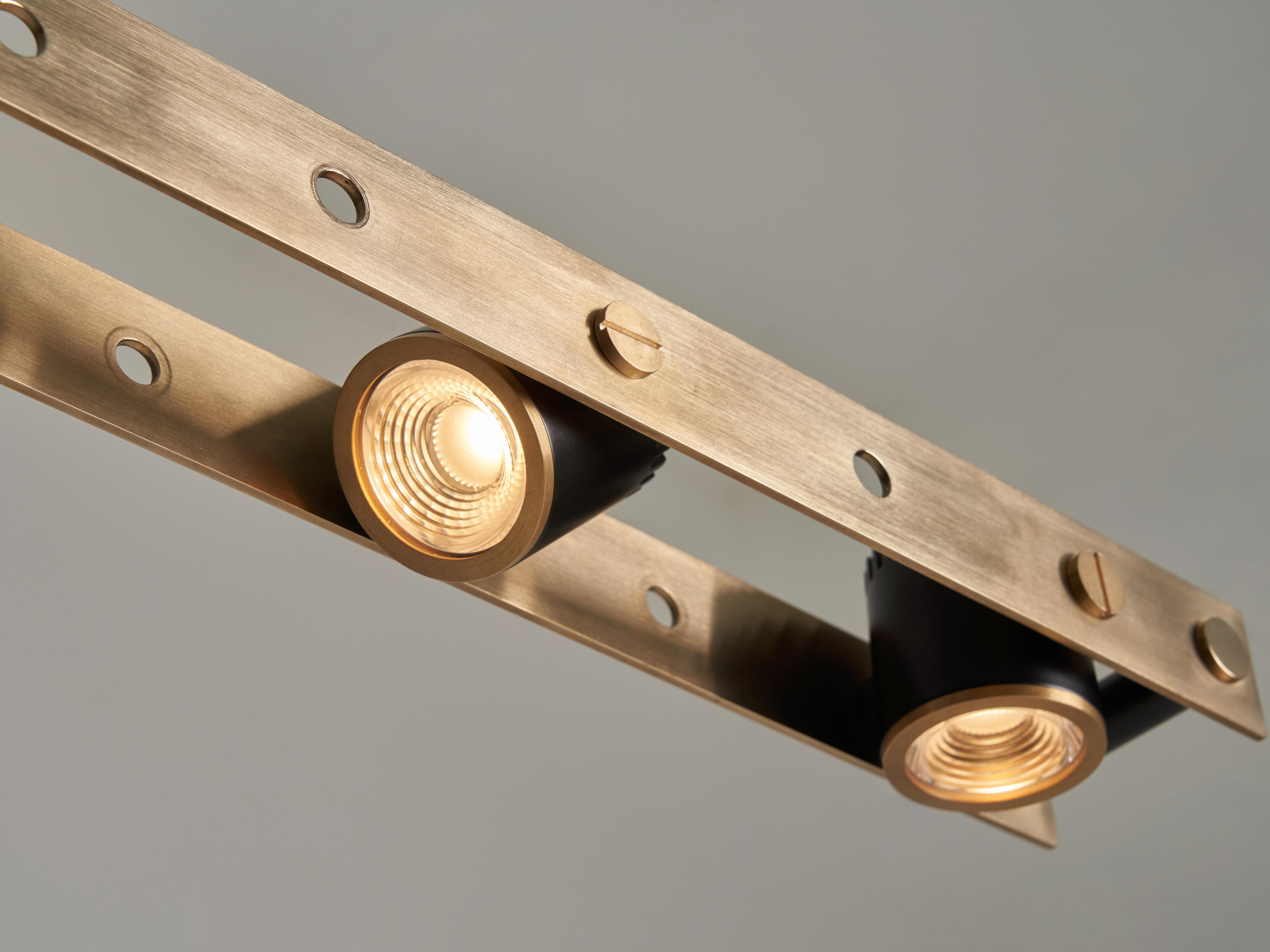 Seed Design Tram Brass LED Linear Island Pendant