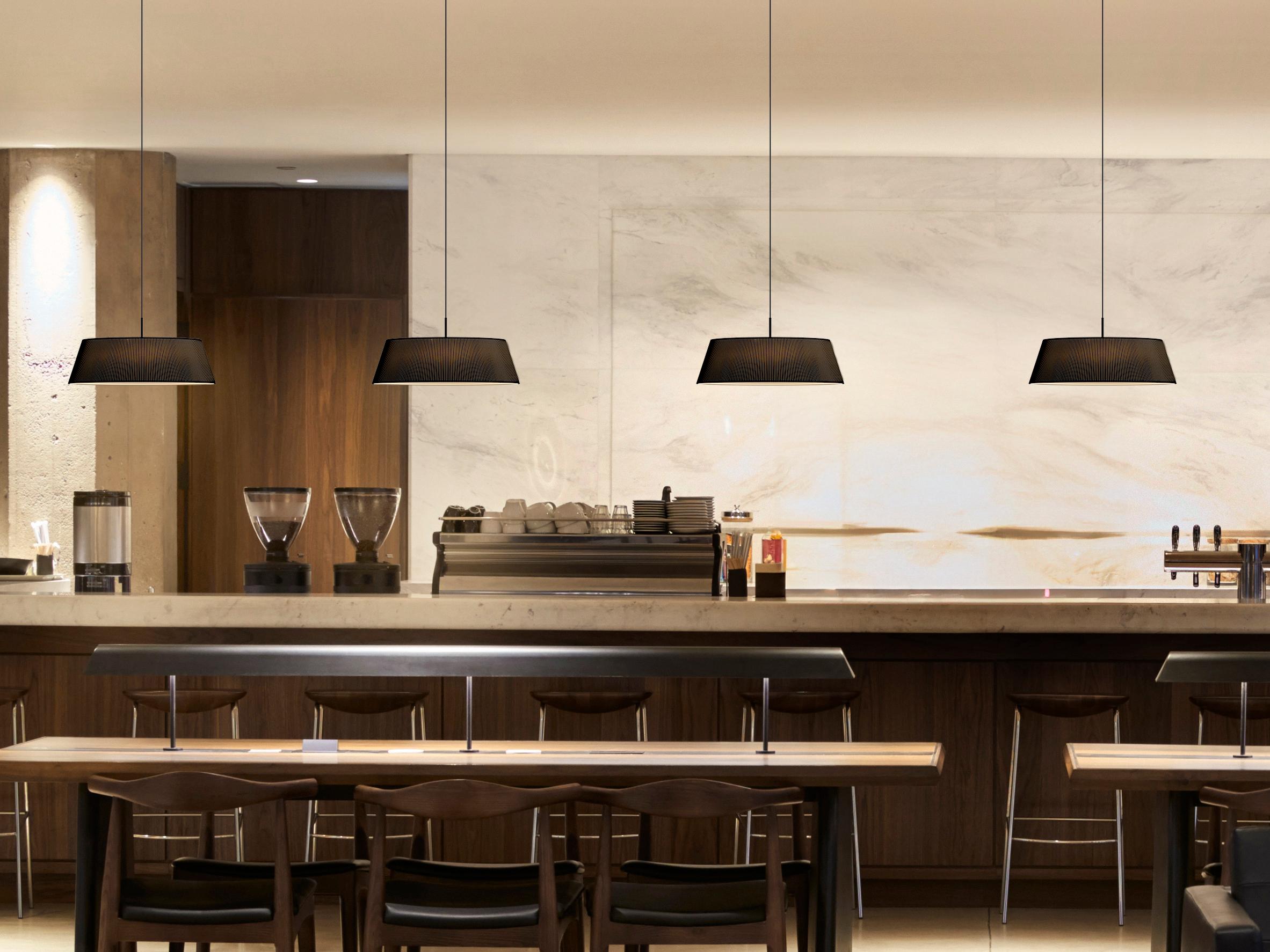 Seed Design Halo Black With Shade LED Drum Pendant