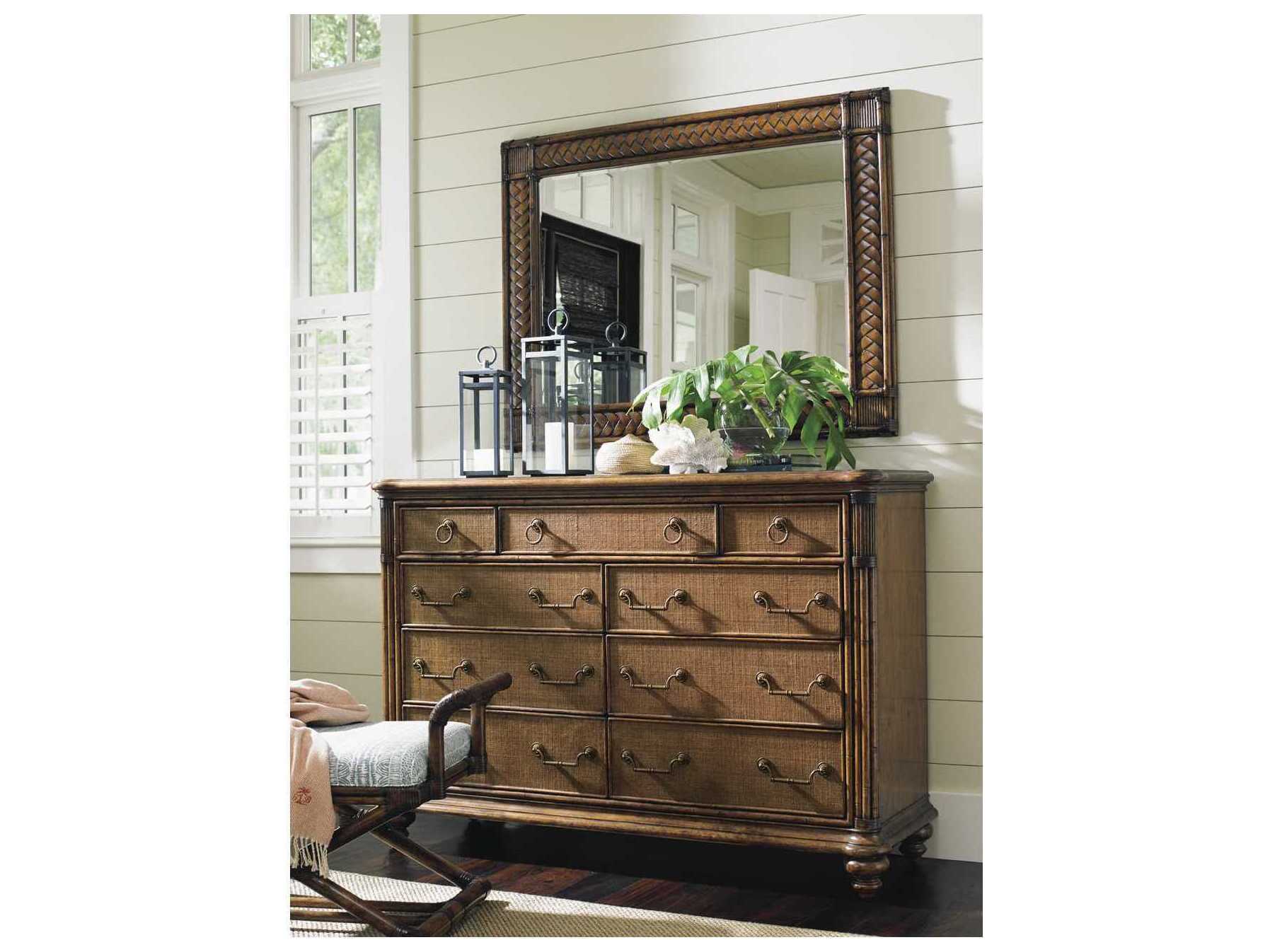 Tommy Bahama Bali Hai Double Dresser and Wall Mirror
