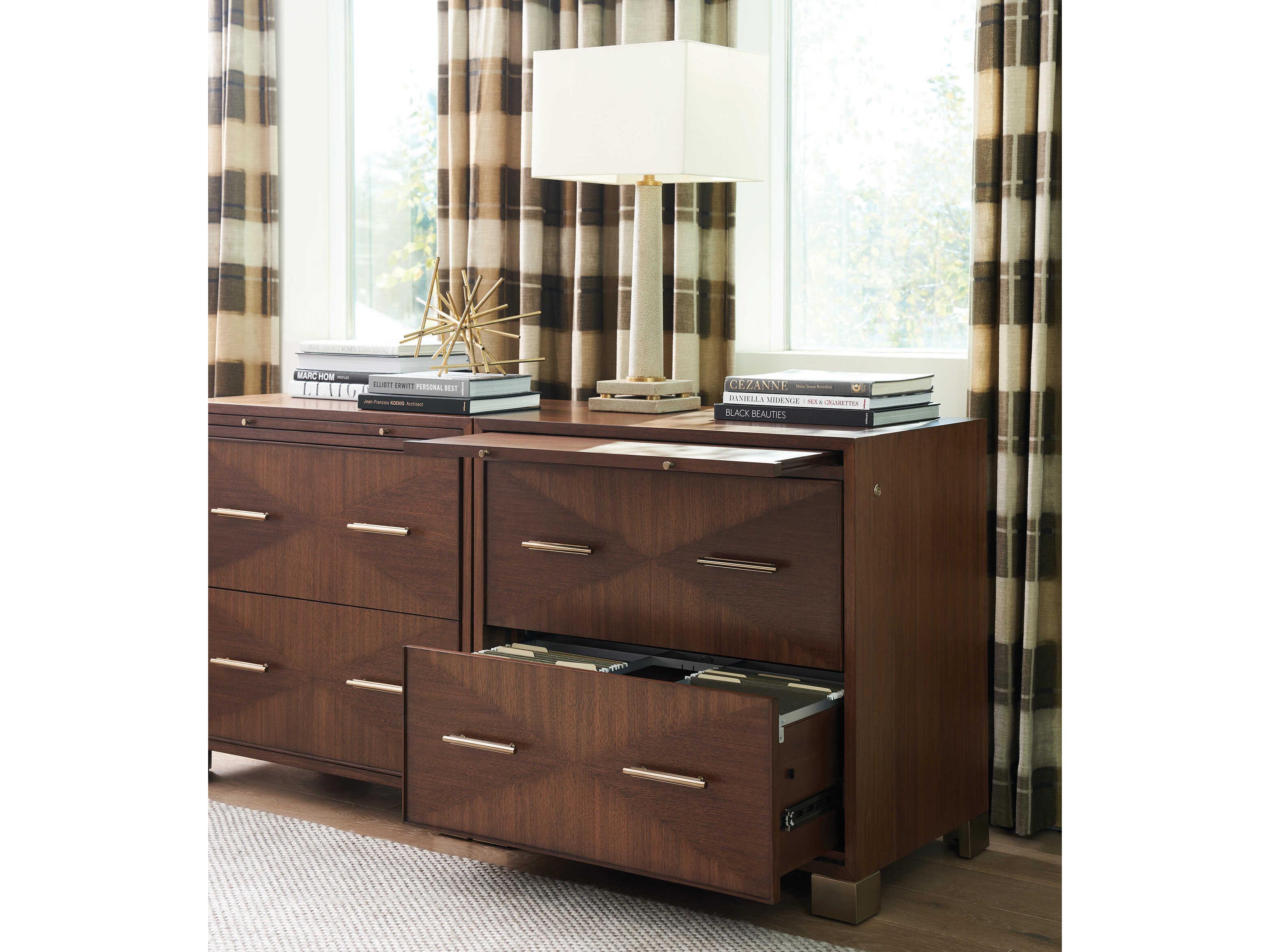 Sligh Studio Designs Dark Walnut Warm Silver Leaf File Cabinet