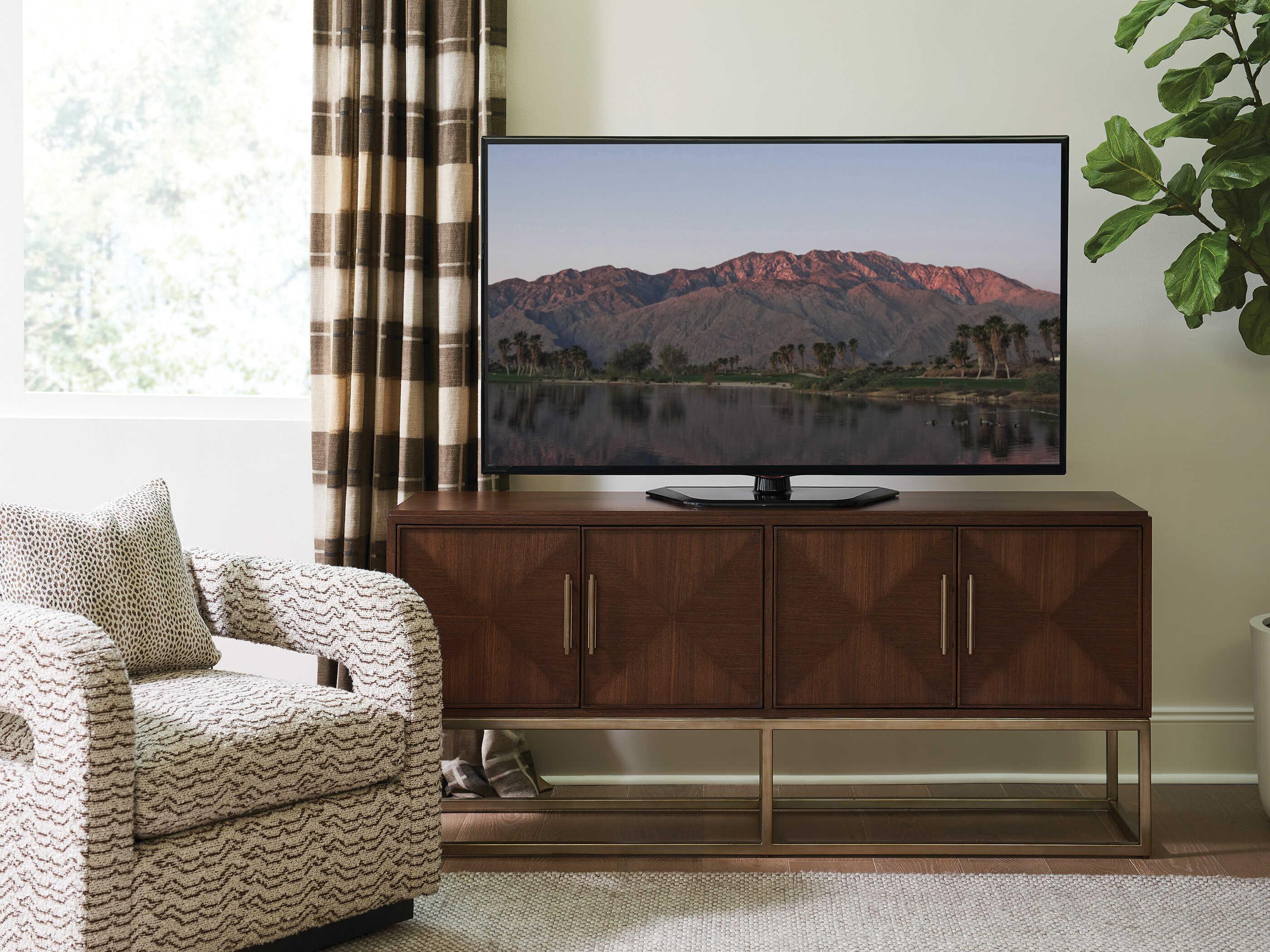 Sligh Studio Designs 67" Walnut Wood Dark Warm Silver Leaf Media Console