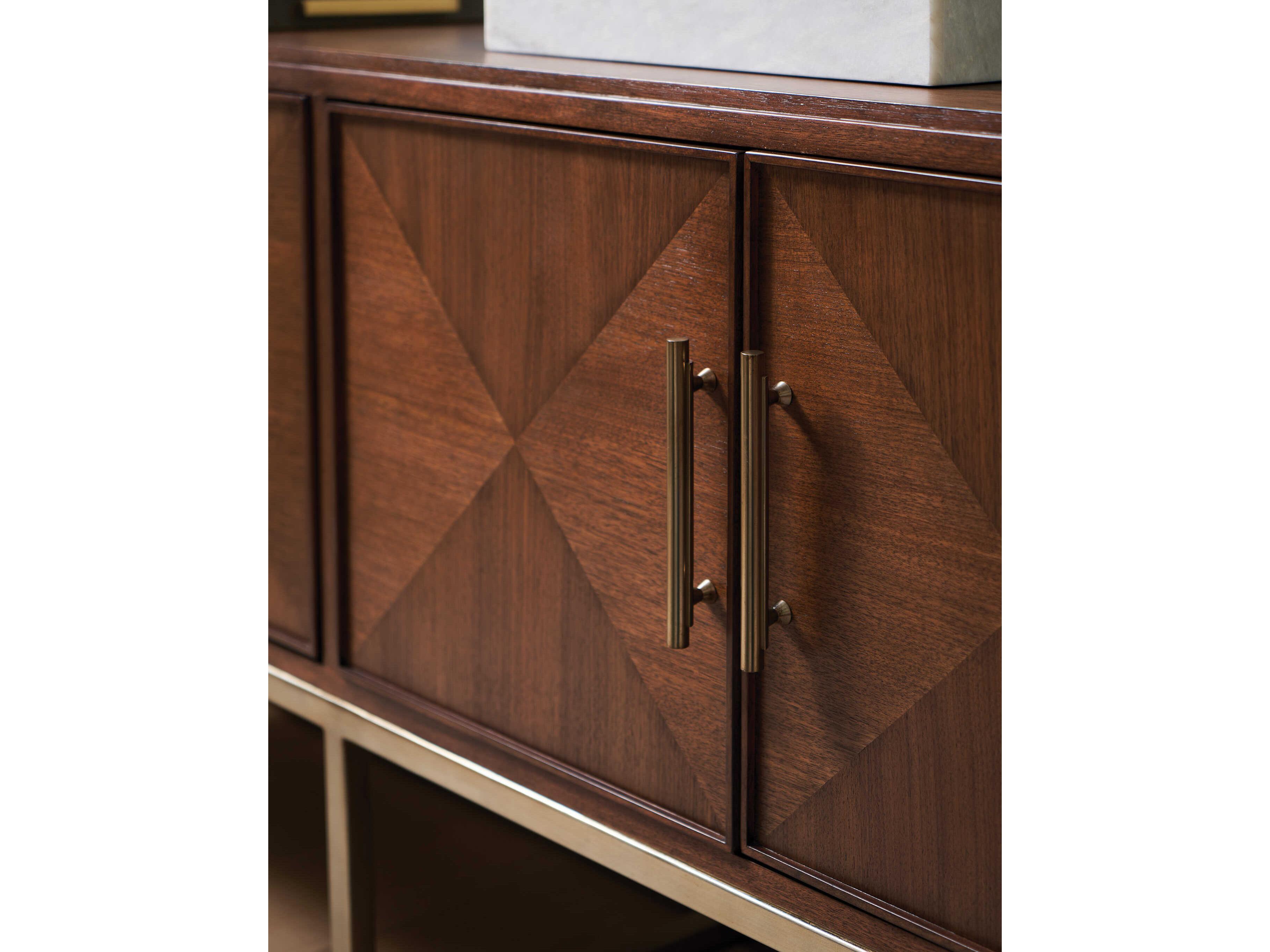 Sligh Studio Designs 67" Walnut Wood Dark Warm Silver Leaf Media Console