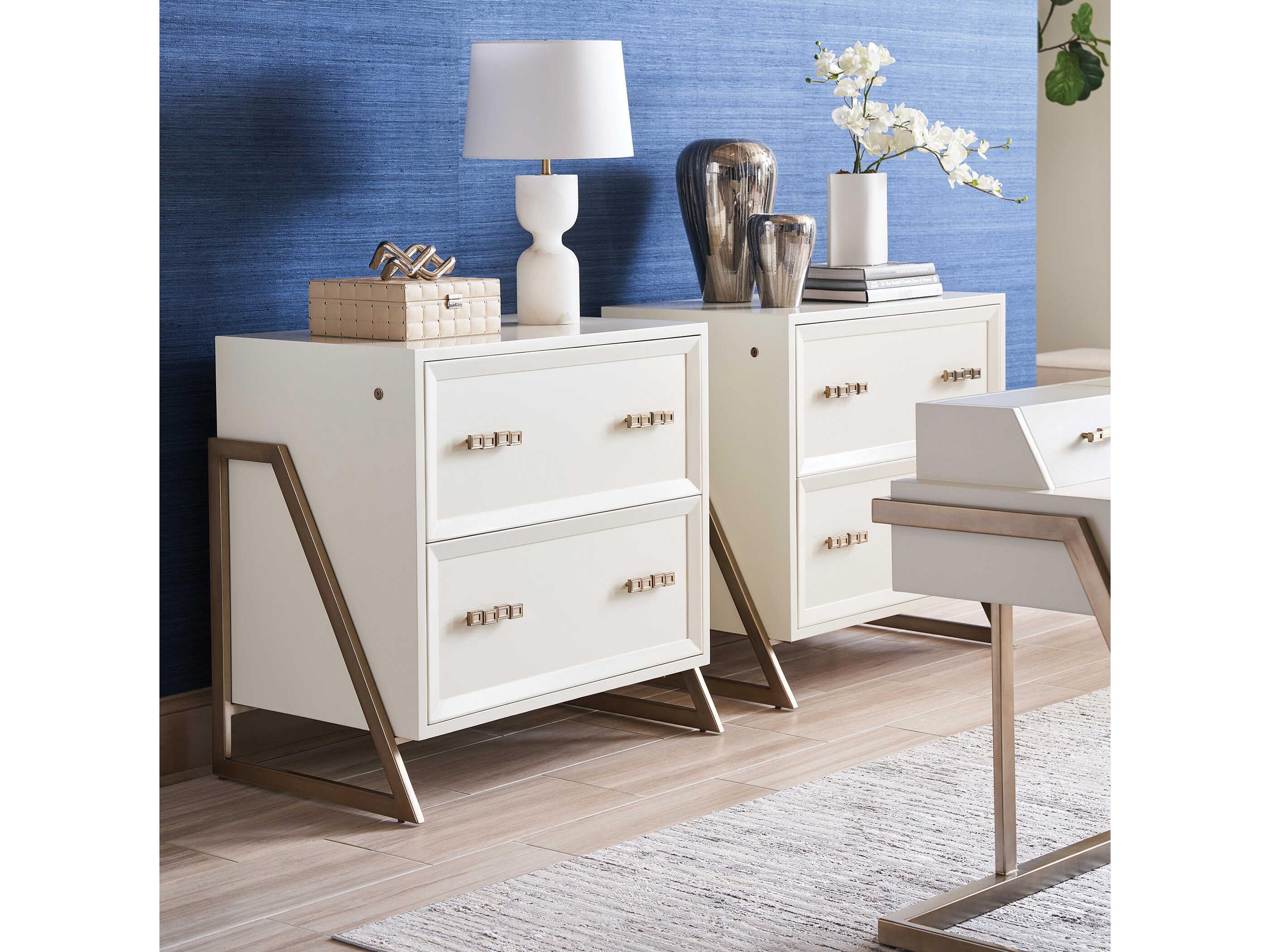 Sligh Studio Designs Smooth Ivory Warm Silver Leaf File Cabinet