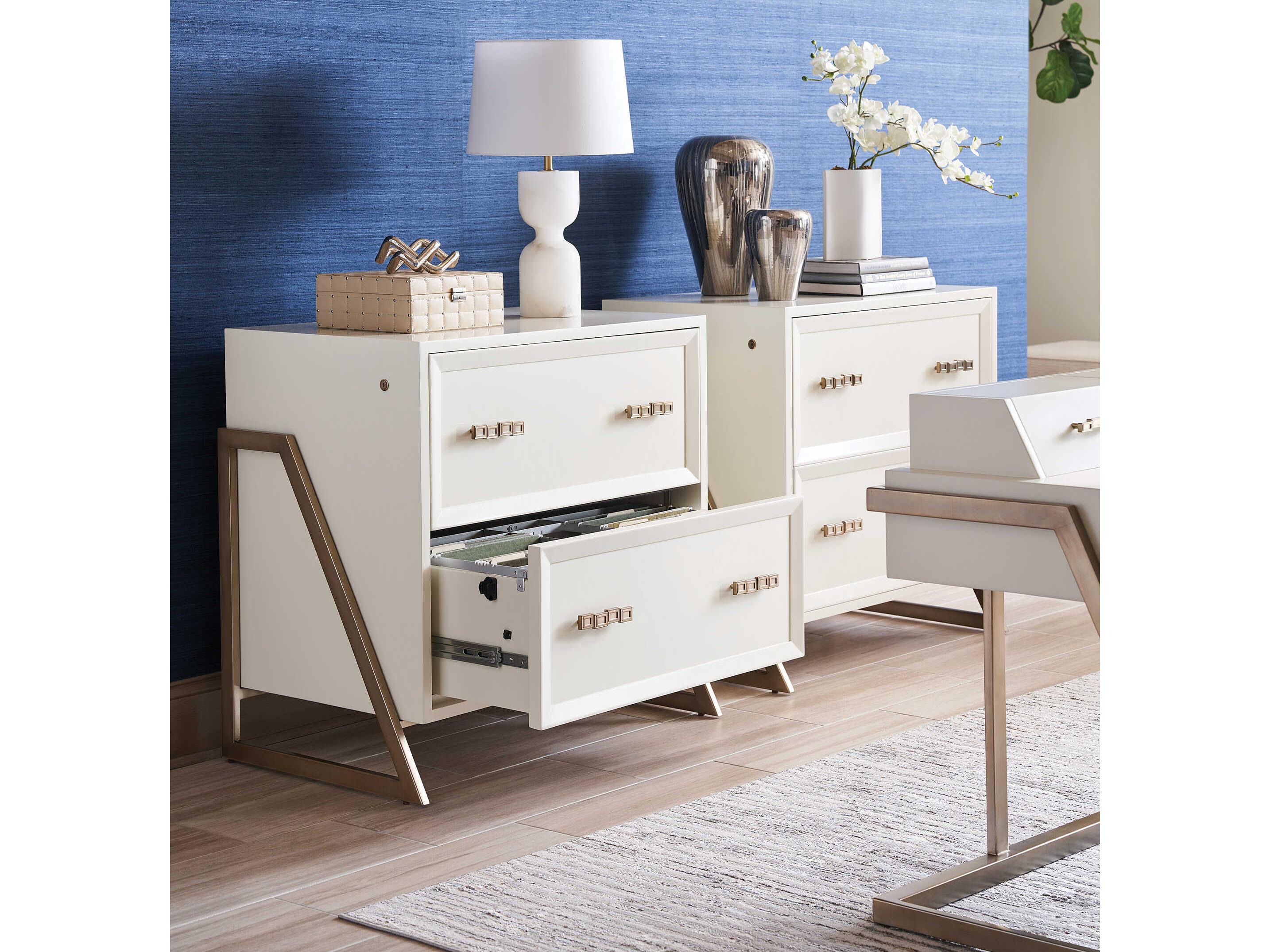 Sligh Studio Designs Smooth Ivory Warm Silver Leaf File Cabinet