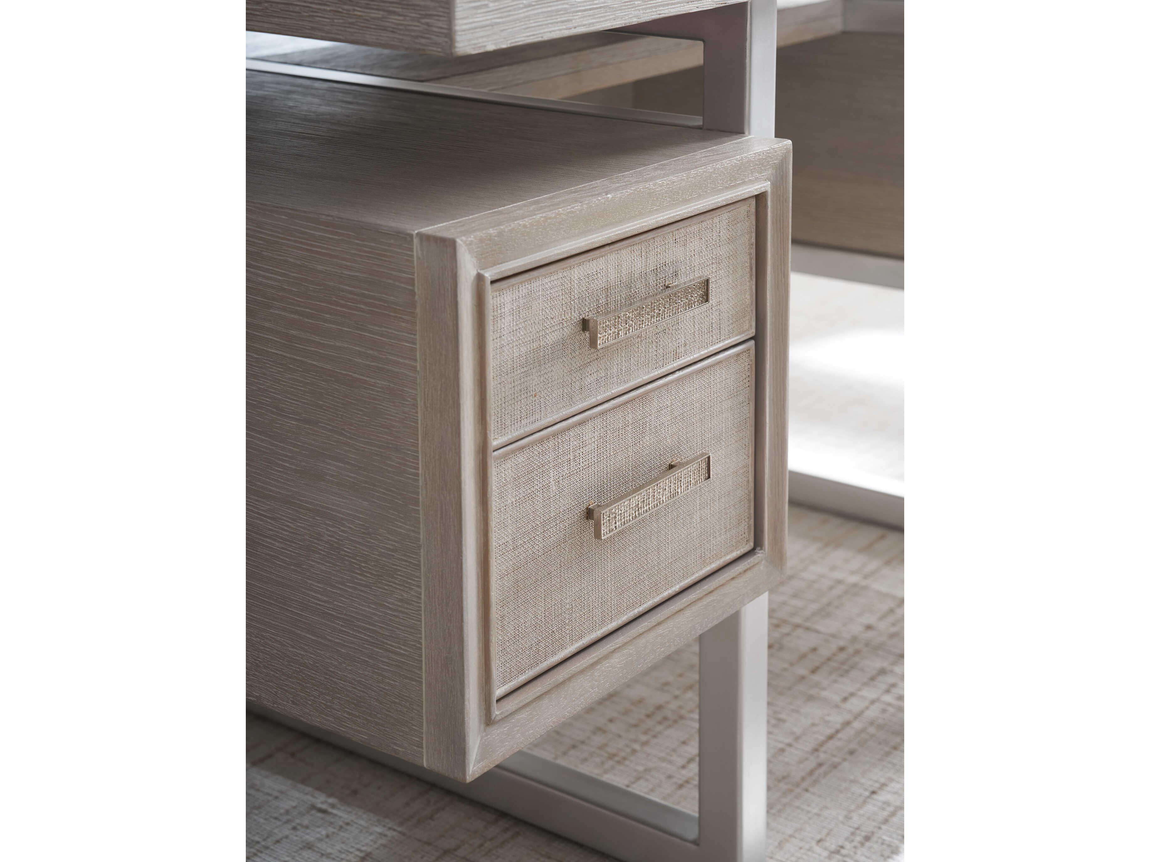 Sligh Barrington Evanston Misty White Silver Leaf Beige Oak Wood Writing Desk