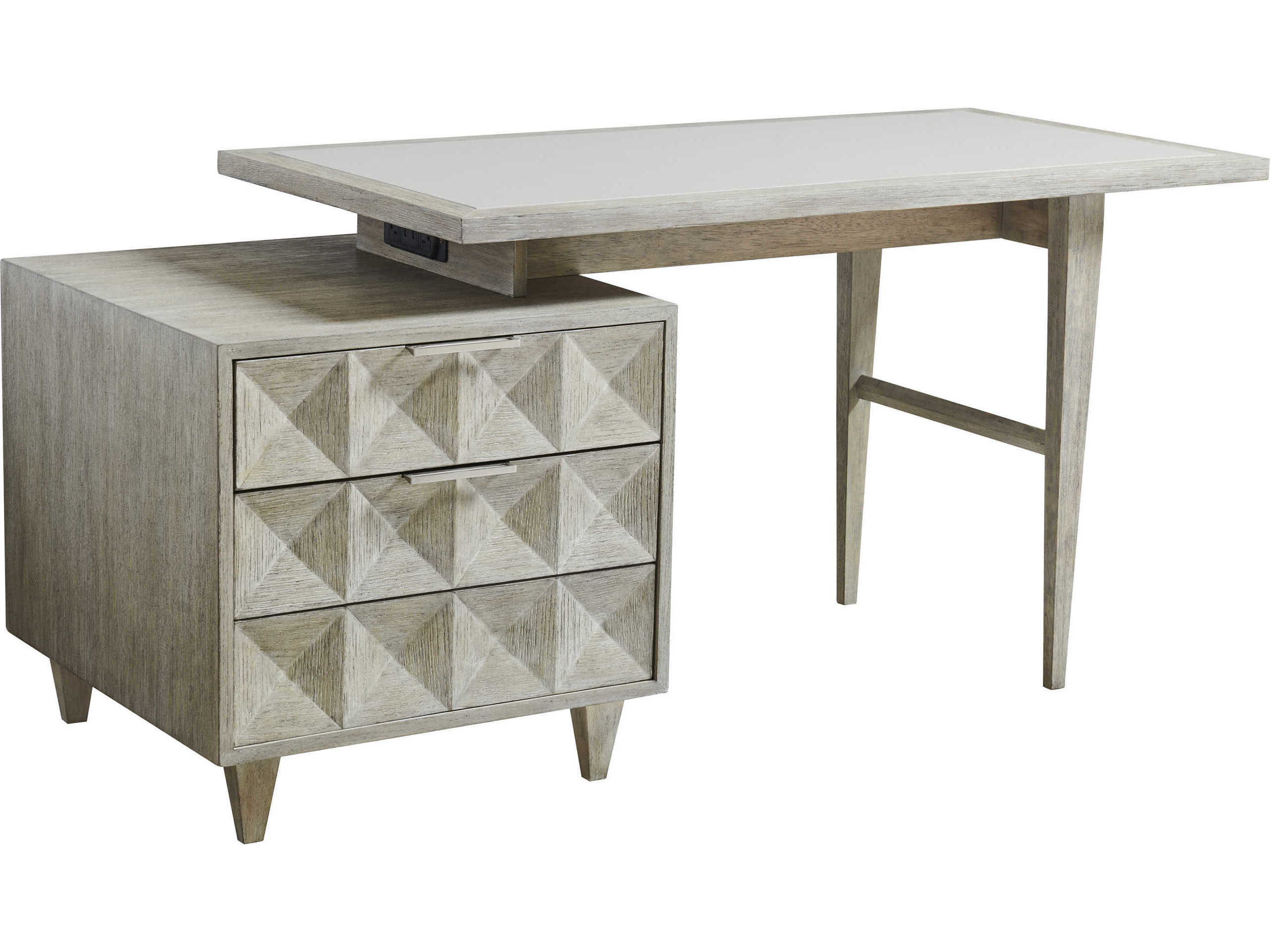 Sligh Studio Designs Light Fog Gray Oak Wood Writing Desk