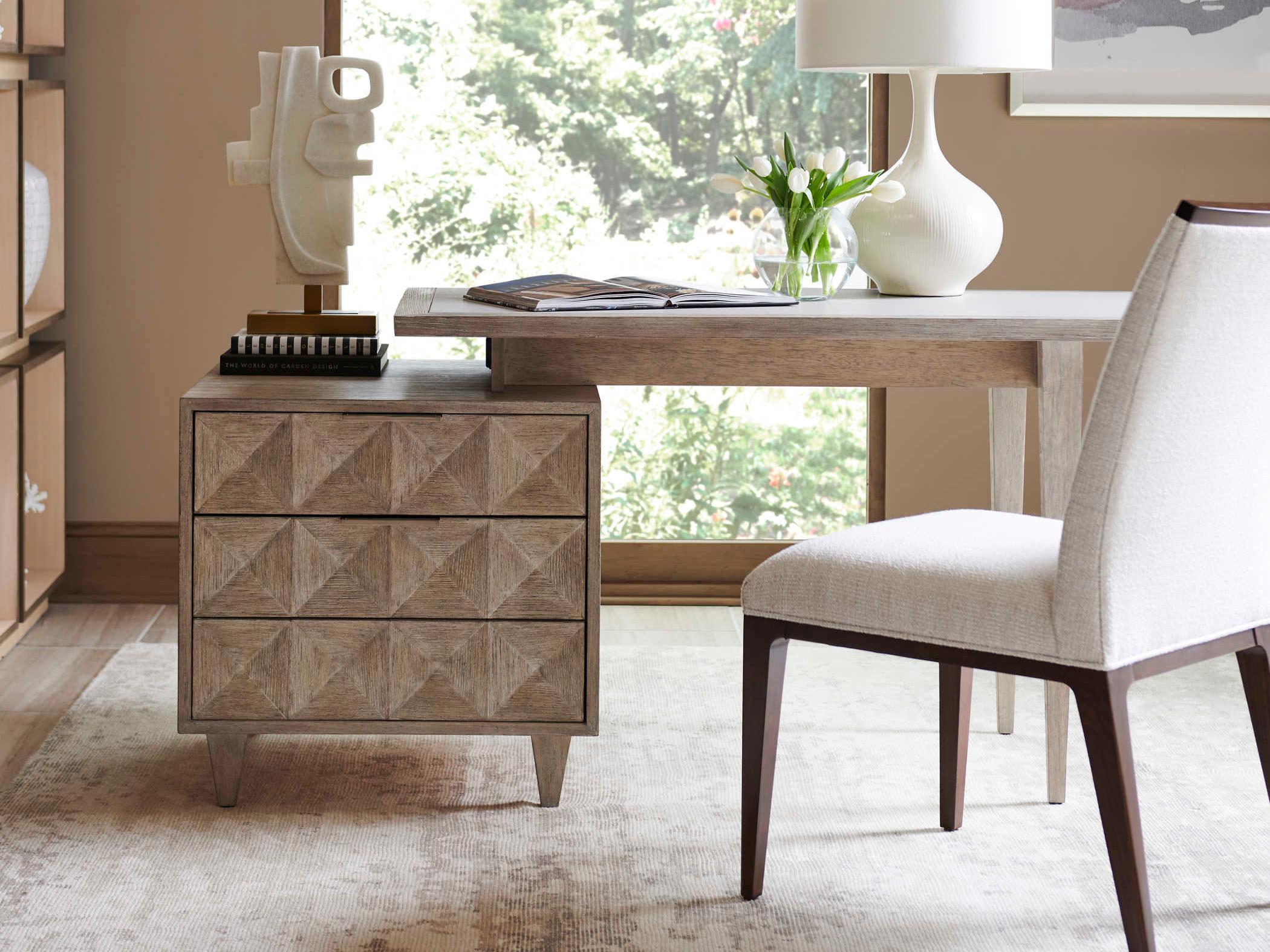 Sligh Studio Designs Light Fog Gray Oak Wood Writing Desk