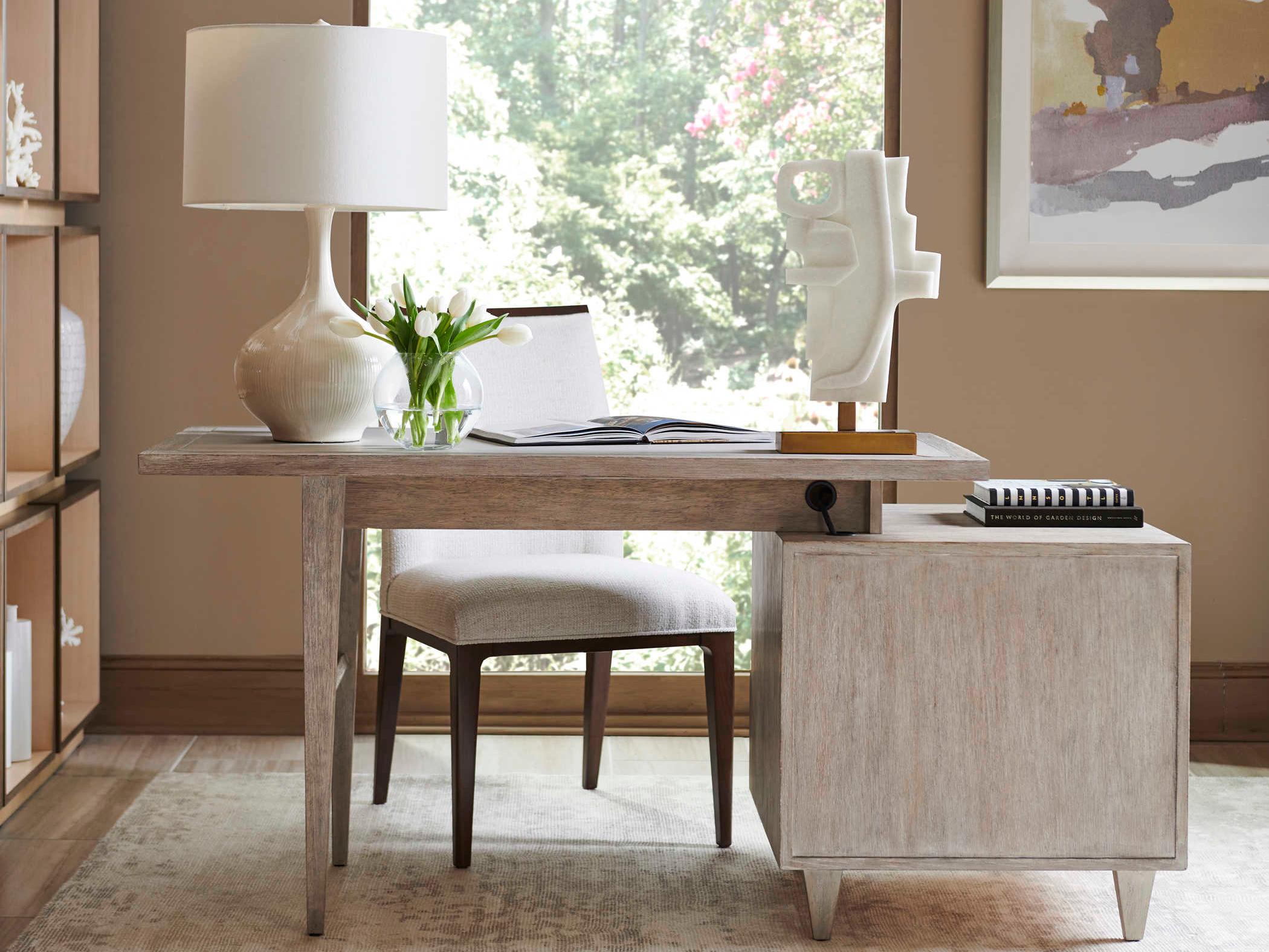 Sligh Studio Designs Light Fog Gray Oak Wood Writing Desk