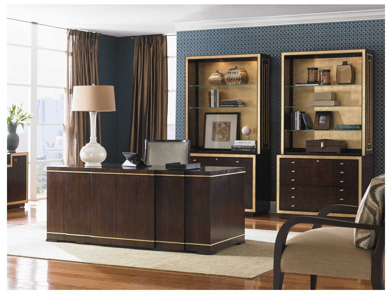 Sligh Bel Aire Brown Walnut Wood Executive Desk