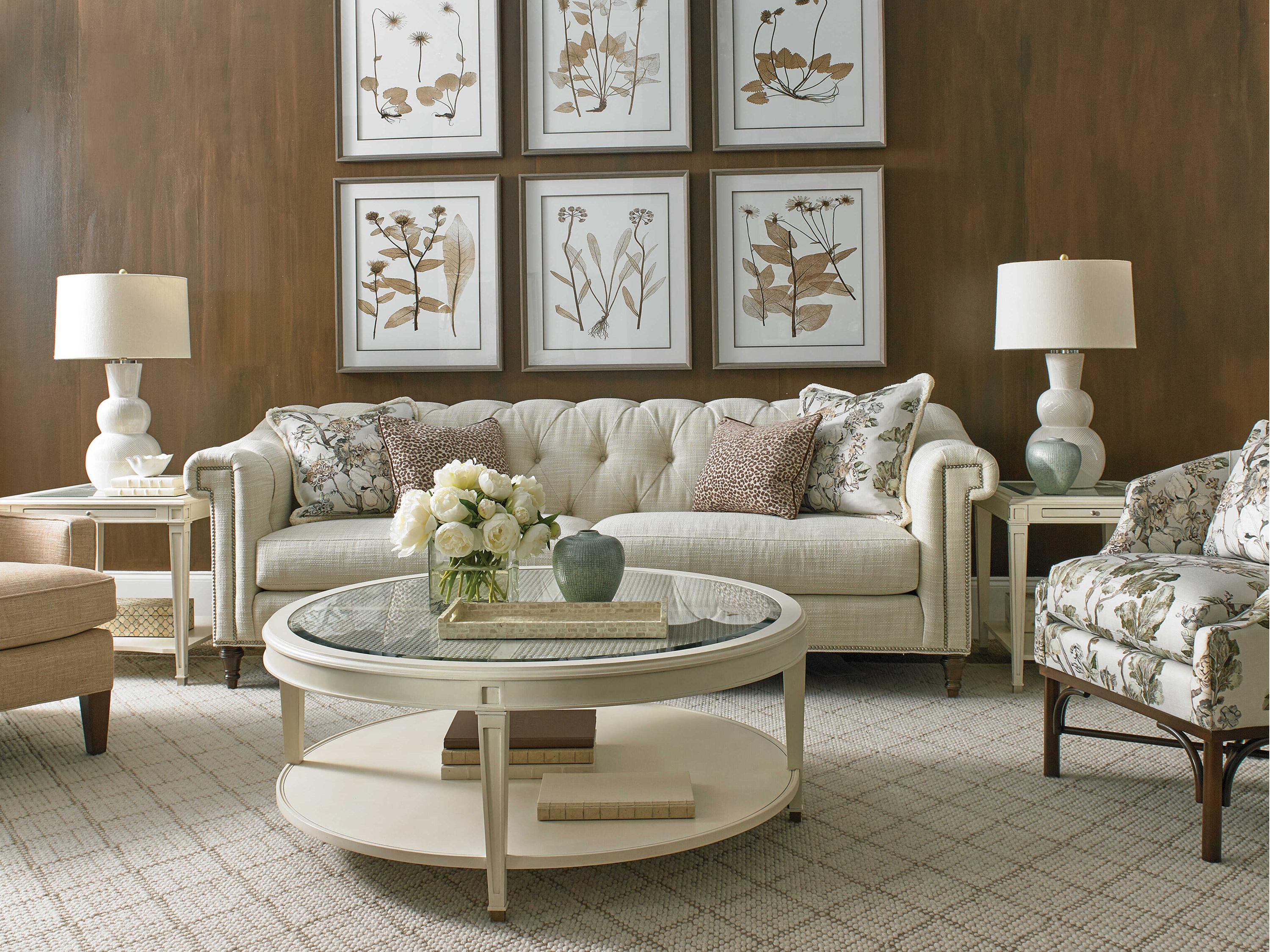 Sherrill Occasional Palm Beach Round Glass Coffee Table