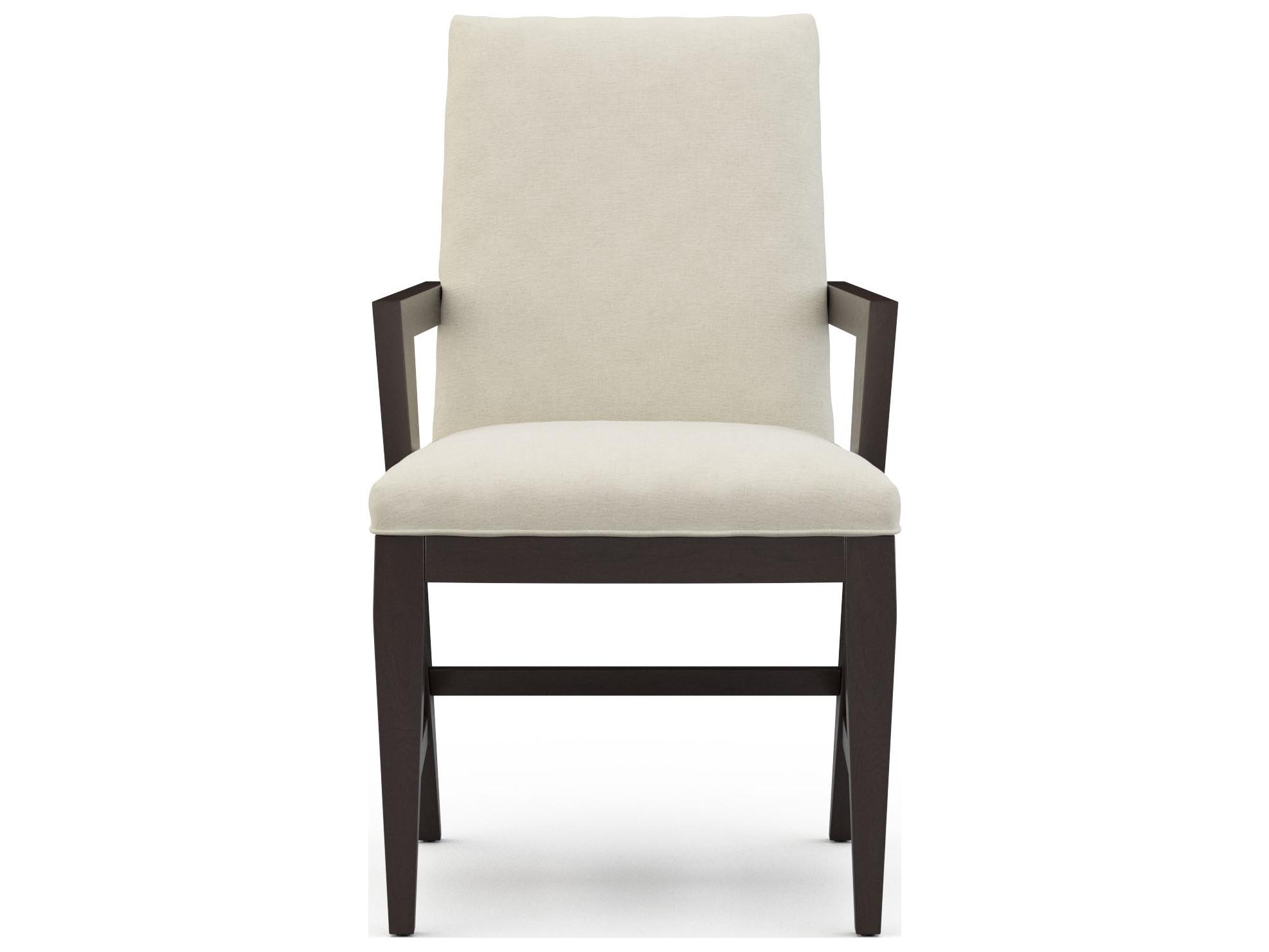 Sherrill Occasional Stark Walnut Wood Brown Upholstered Arm Dining Chair