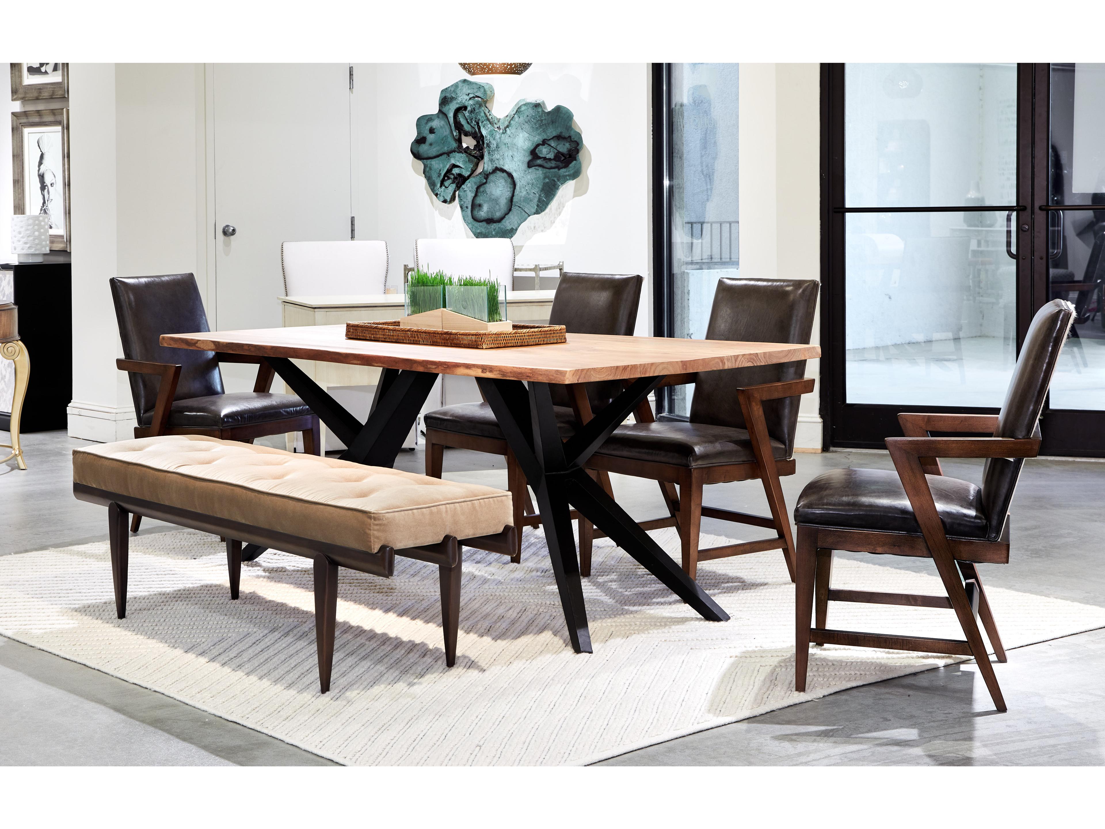 Sherrill Occasional Stark Walnut Wood Brown Upholstered Arm Dining Chair