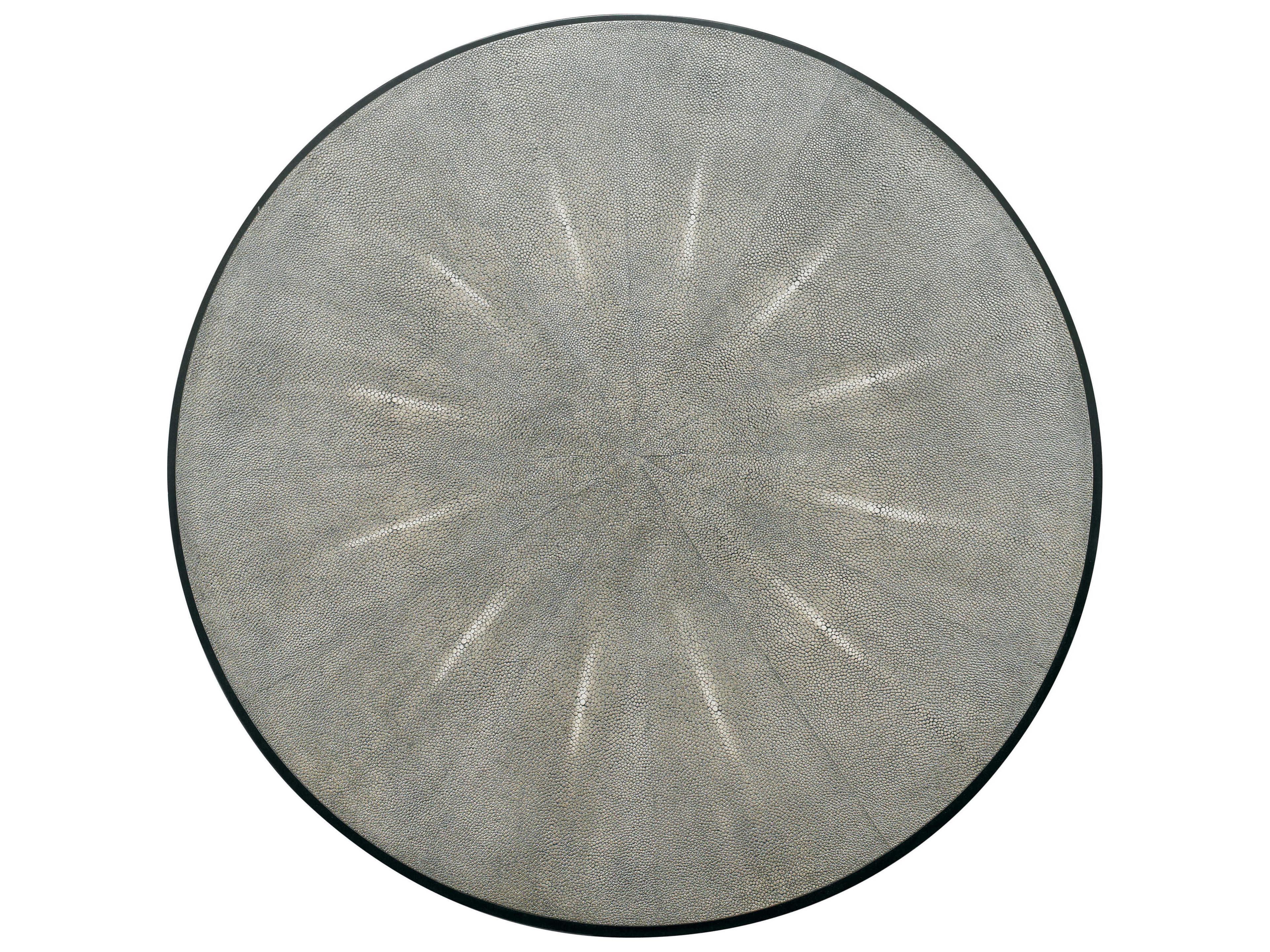 Sherrill Occasional Vintage Made Modern Niko Round Stone Charcoal Shagreen Black Iron Cocktail Table