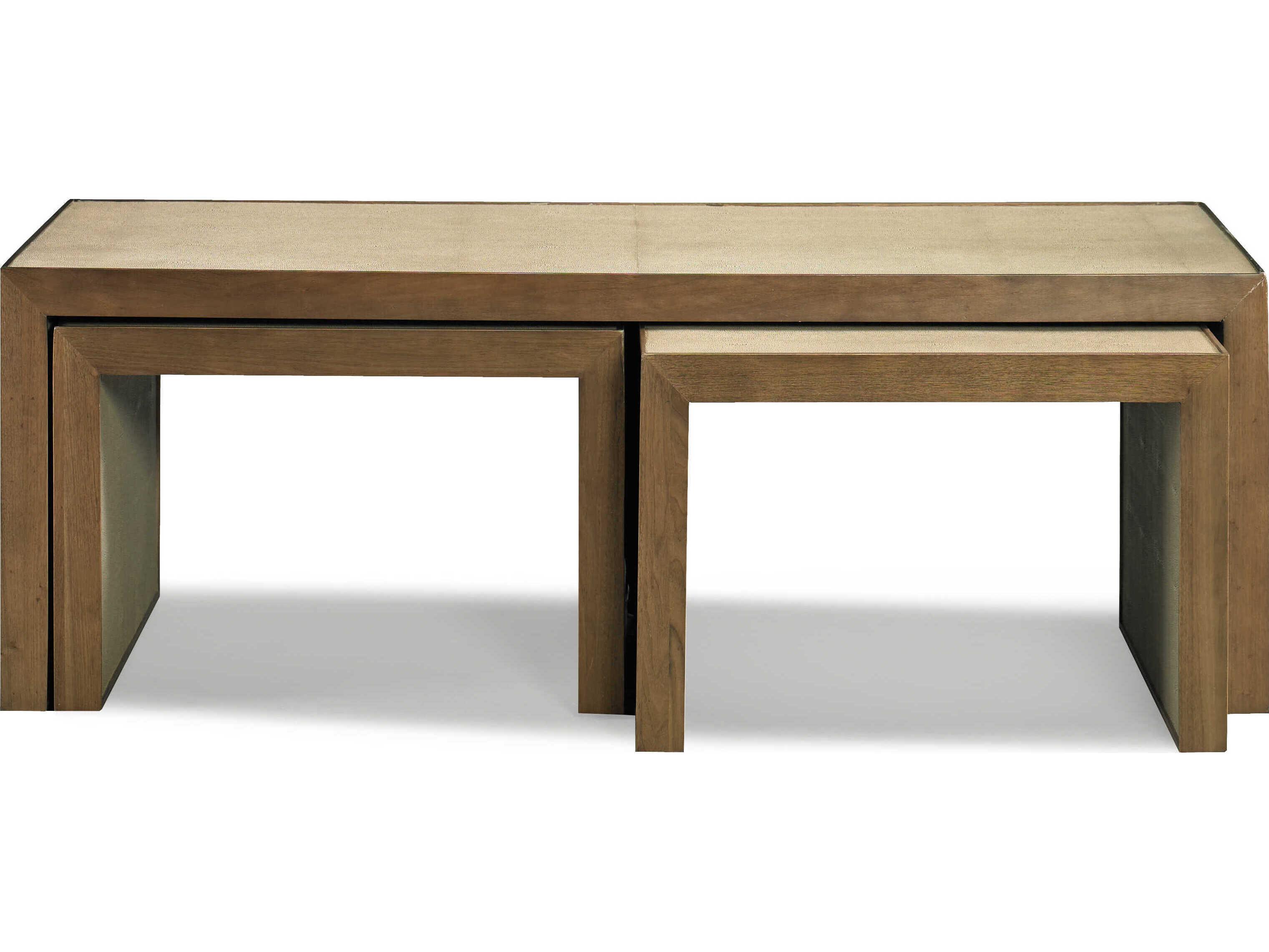 Sherrill Occasional Vintage Made Modern Zaine Rectangular Wood Belgin Grey Ivory Shagreen Nesting Tables