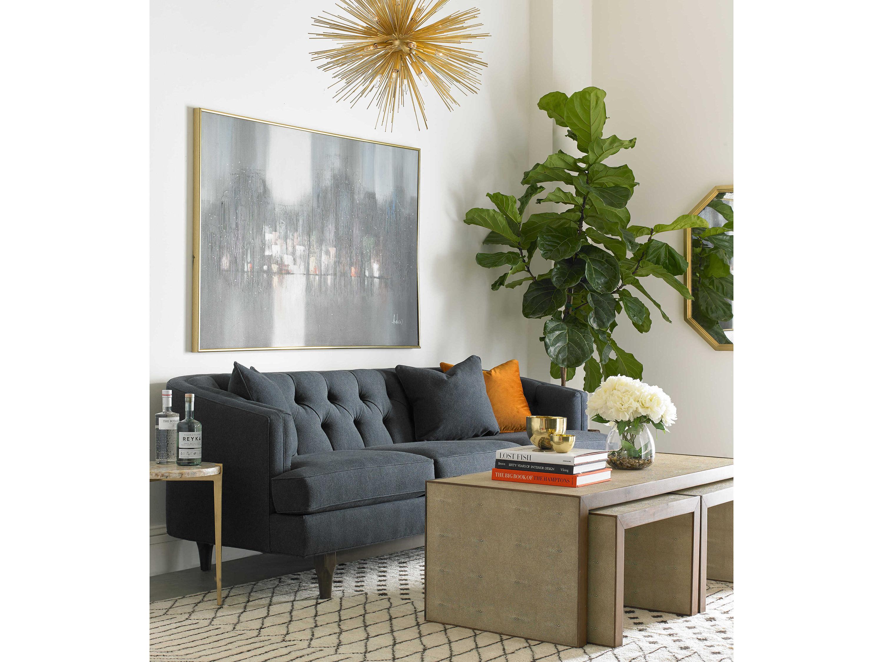 Sherrill Occasional Vintage Made Modern Zaine Rectangular Wood Belgin Grey Ivory Shagreen Nesting Tables