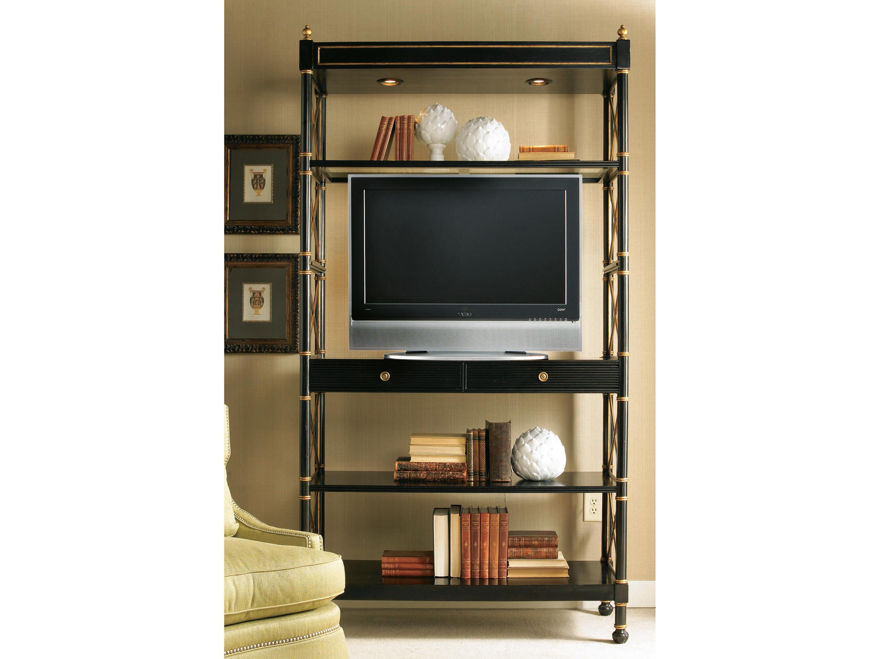 Sherrill Occasional Masterpiece Empire Ebony With Aged Gold Etagere