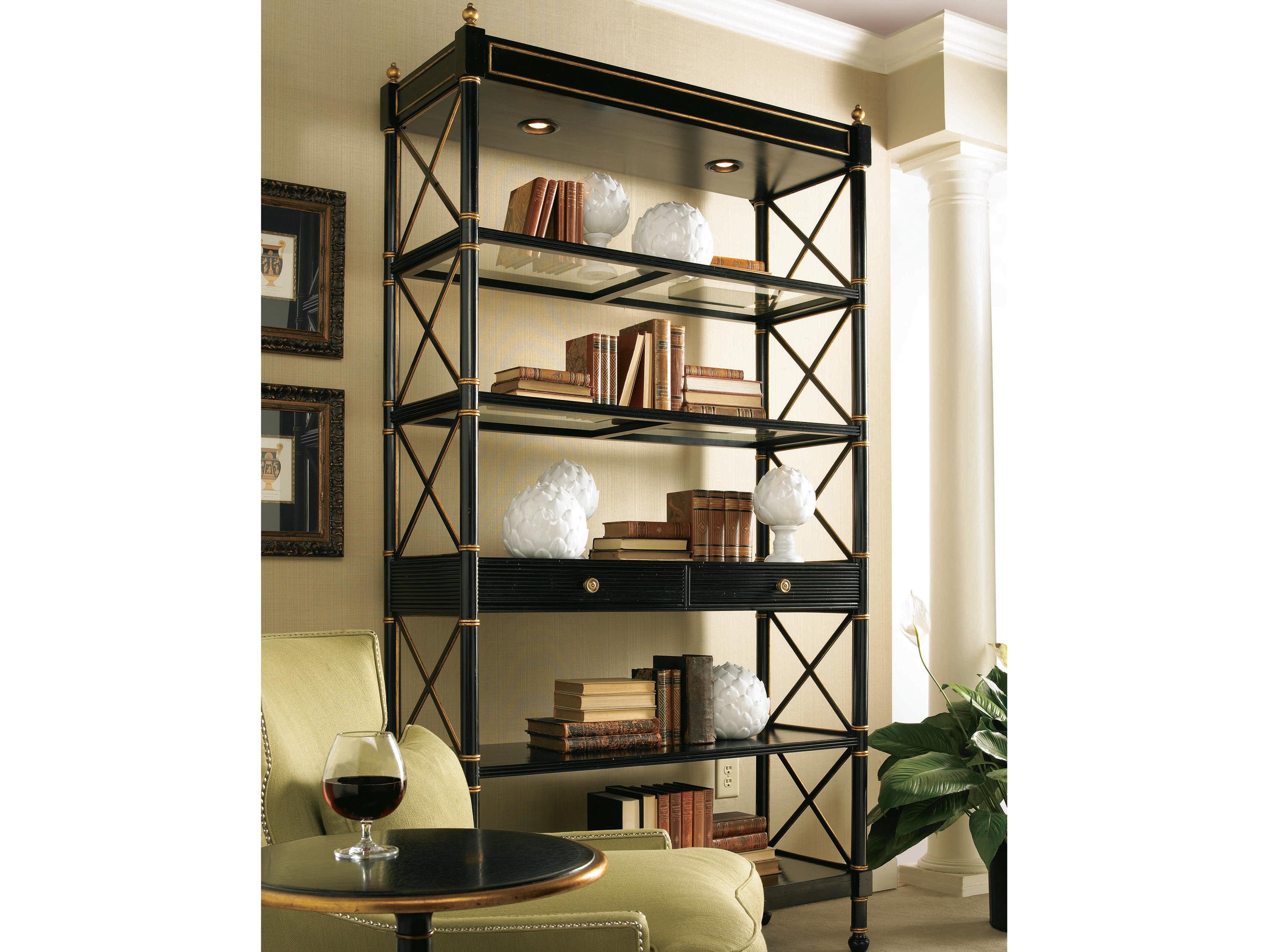 Sherrill Occasional Masterpiece Empire Ebony With Aged Gold Etagere