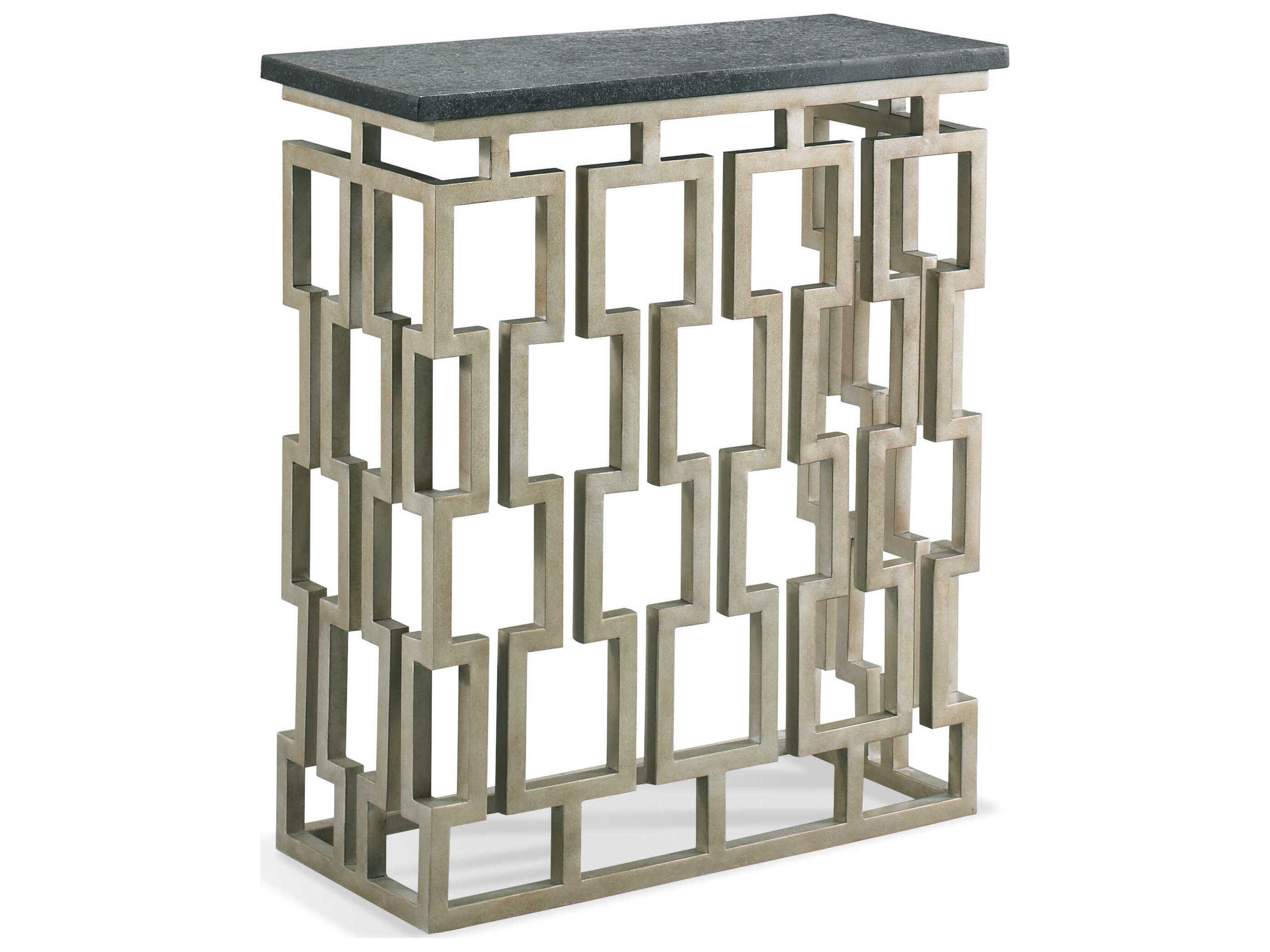 Sherrill Occasional Masterpiece Infinity Chicklet Rectangular Stone Platinum Black Console Table