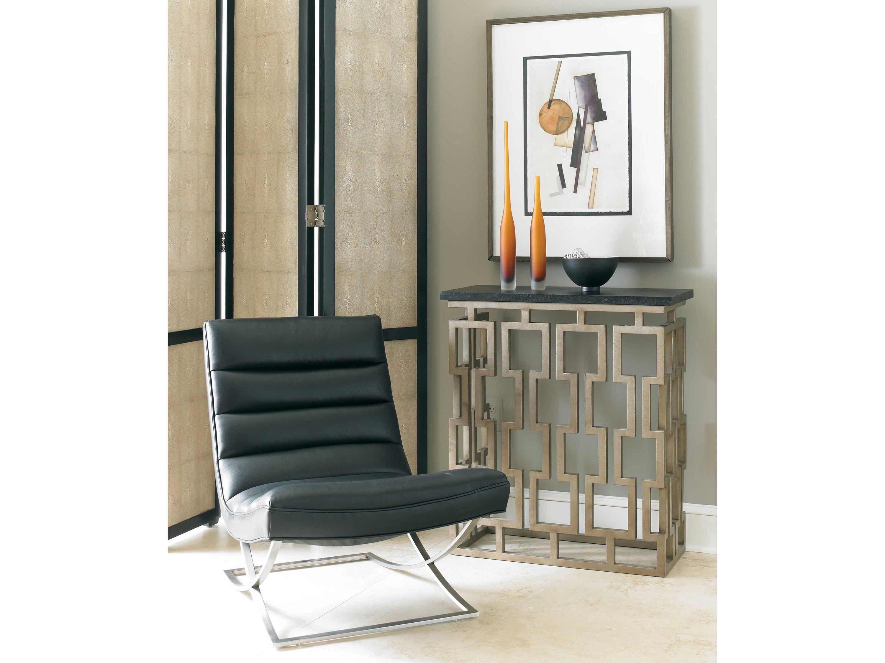 Sherrill Occasional Masterpiece Infinity Chicklet Rectangular Stone Platinum Black Console Table