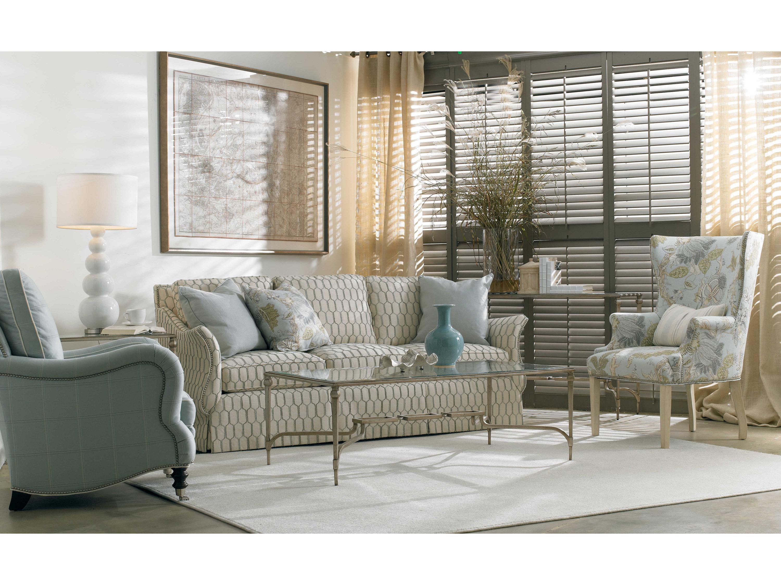 Sherrill Occasional Masterpiece Infinity Chainlink Rectangular Glass Platinum Cocktail Table