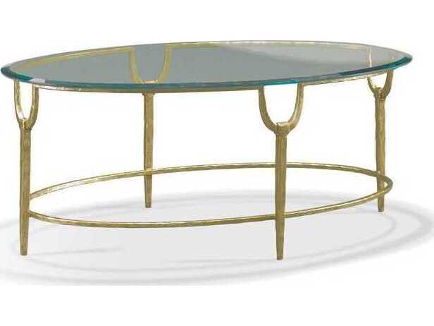 Sherrill Occasional Masterpiece Trifecta Oval Glass Gold Leaf Cocktail Table