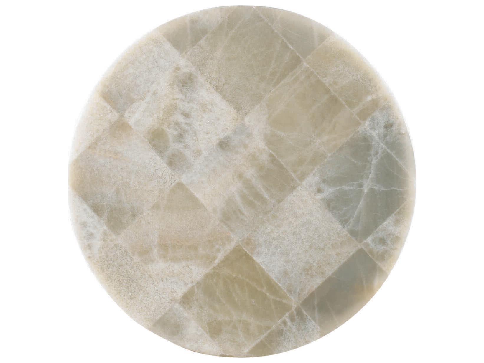 Sherrill Occasional Masterpiece Infinity Onyx Round Stone Platinum Lamp Table