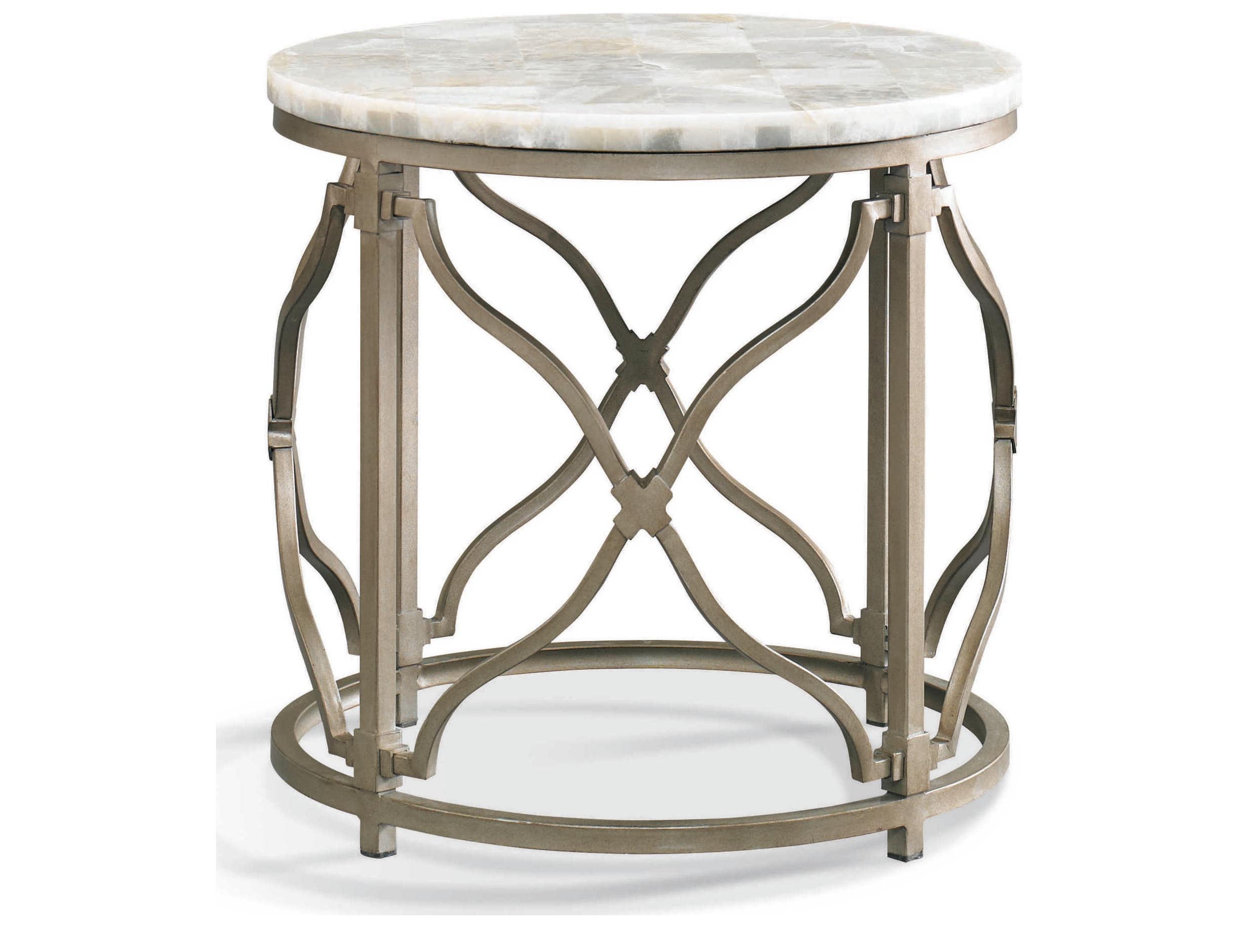 Sherrill Occasional Masterpiece Infinity Onyx Round Stone Aged Platinum Lamp Table