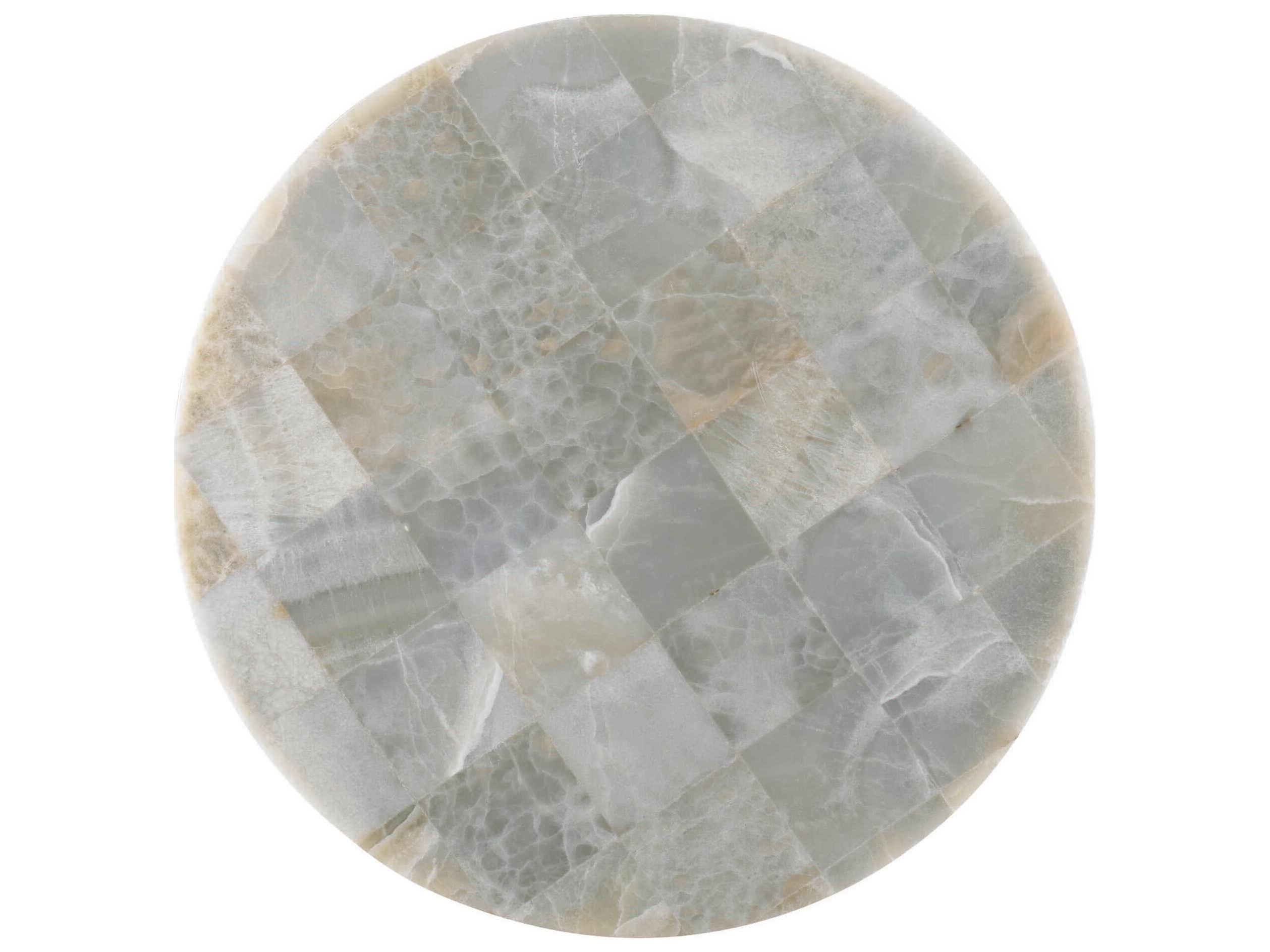 Sherrill Occasional Masterpiece Infinity Onyx Round Stone Aged Platinum Lamp Table