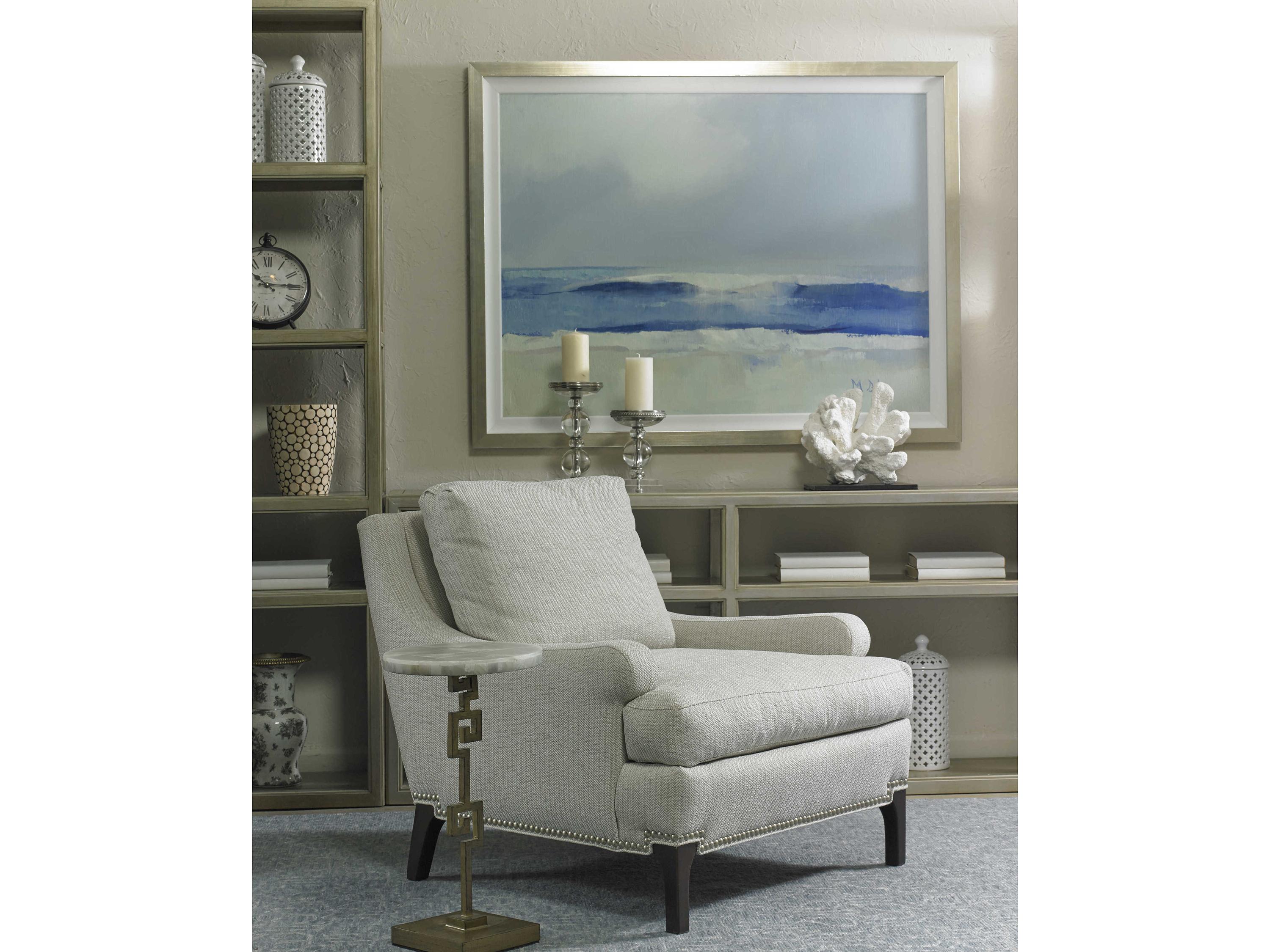 Sherrill Occasional Masterpiece Infinity Round Stone Aged Gold Accent Table