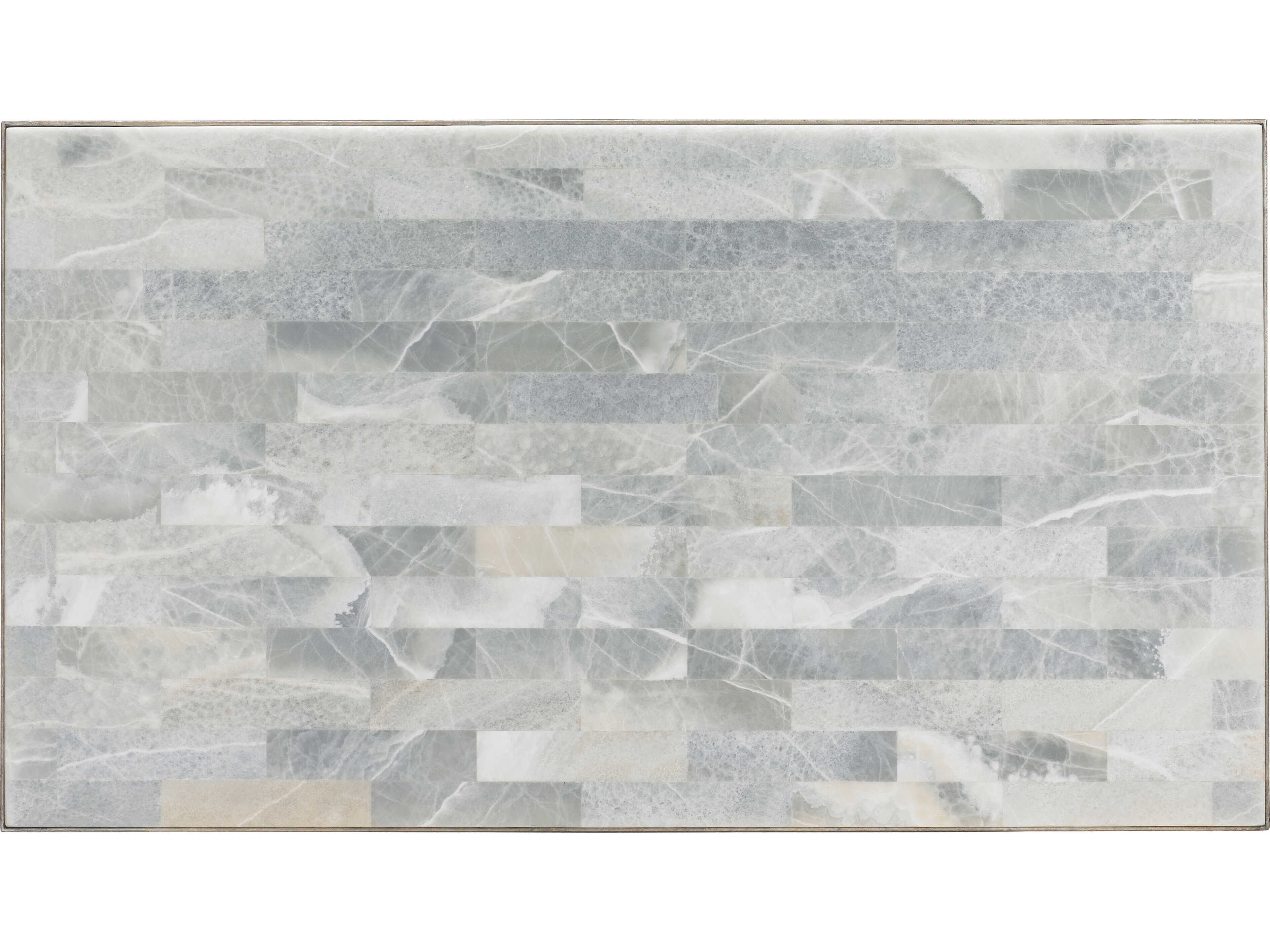 Sherrill Occasional Masterpiece Eclipse Rectangular Stone Onyx Platinum Leaf Cocktail Table