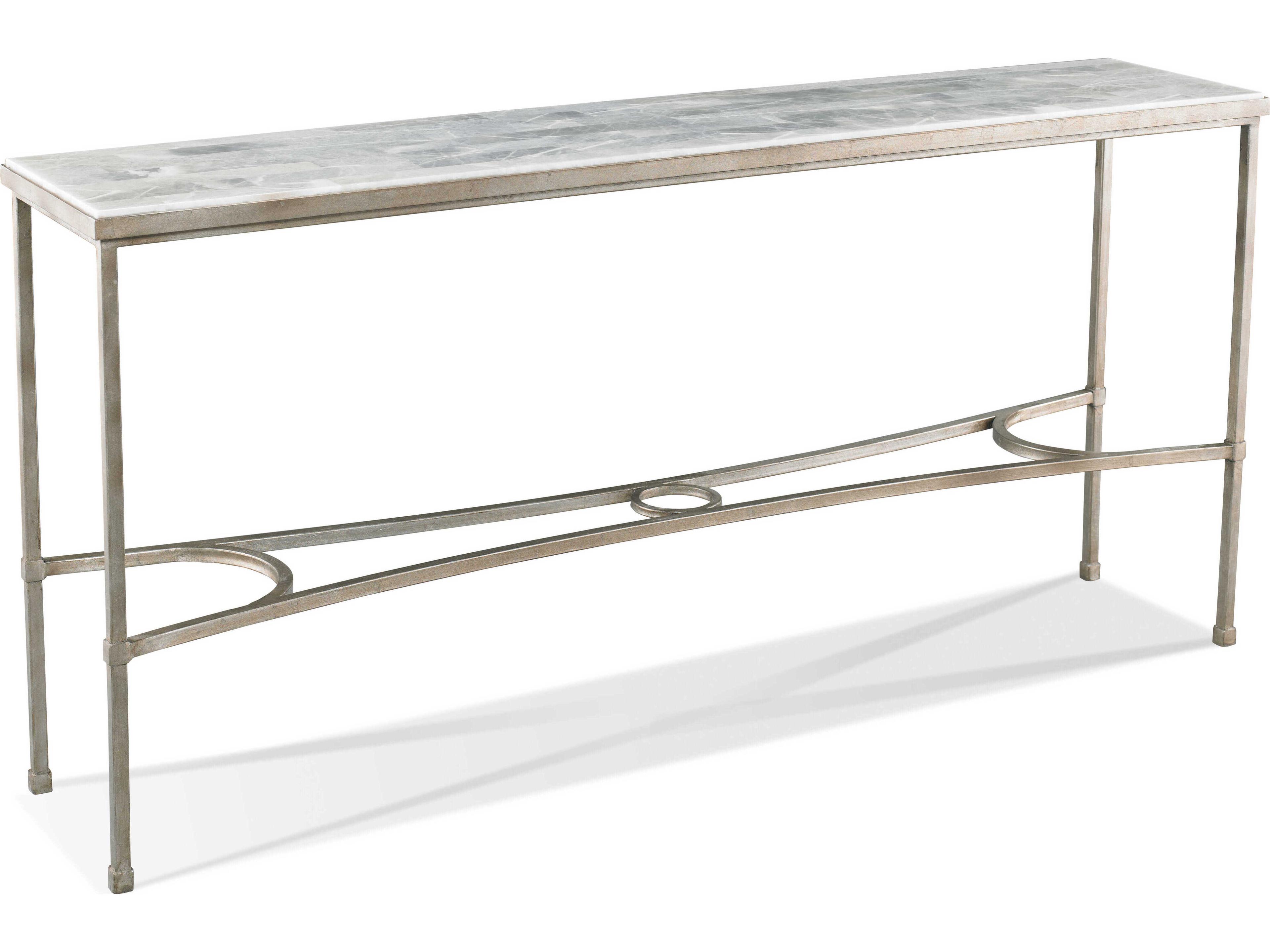 Sherrill Occasional Masterpiece Eclipse Rectangular Stone Onyx Platinum Leaf Console Table