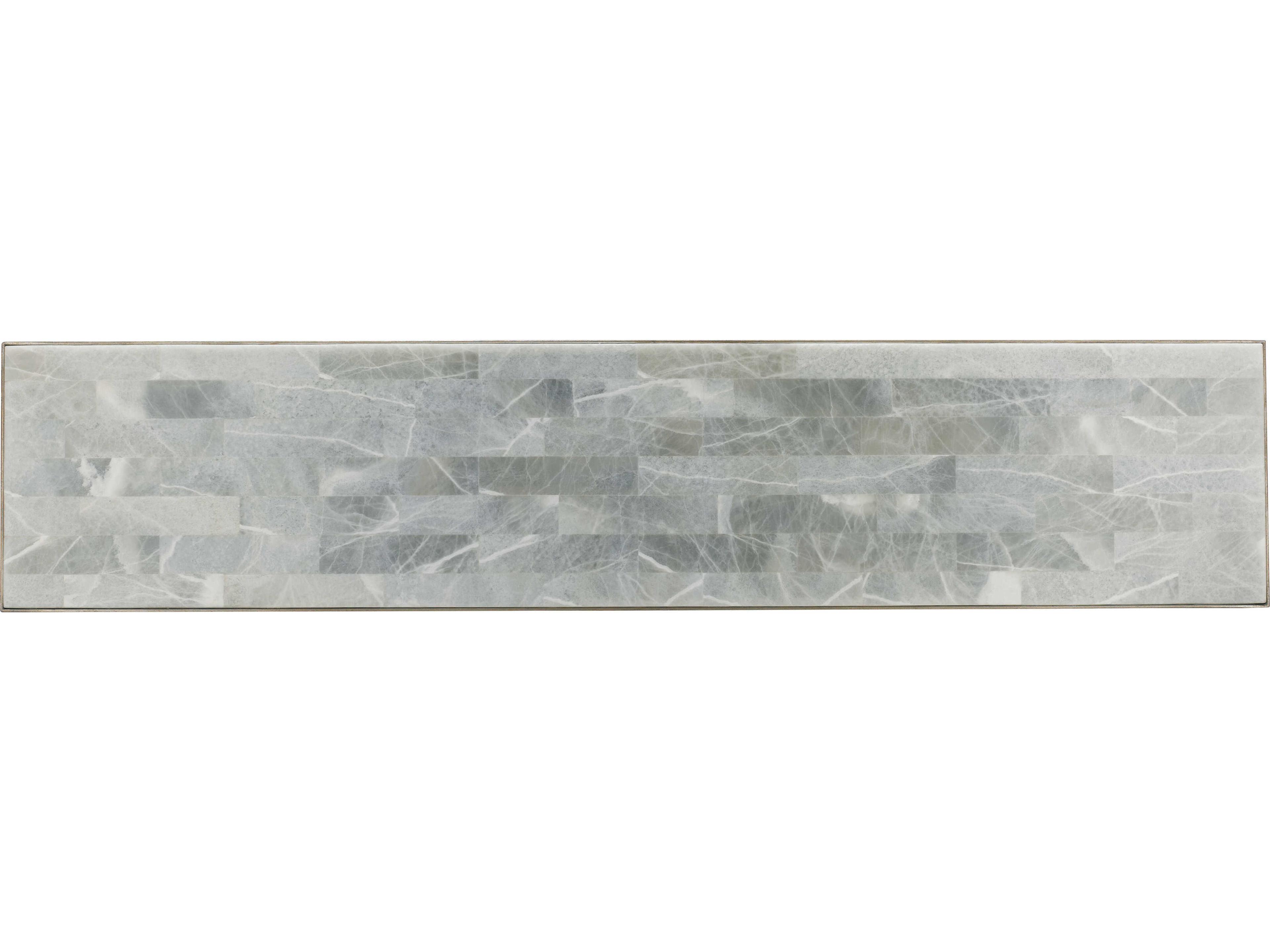 Sherrill Occasional Masterpiece Eclipse Rectangular Stone Onyx Platinum Leaf Console Table