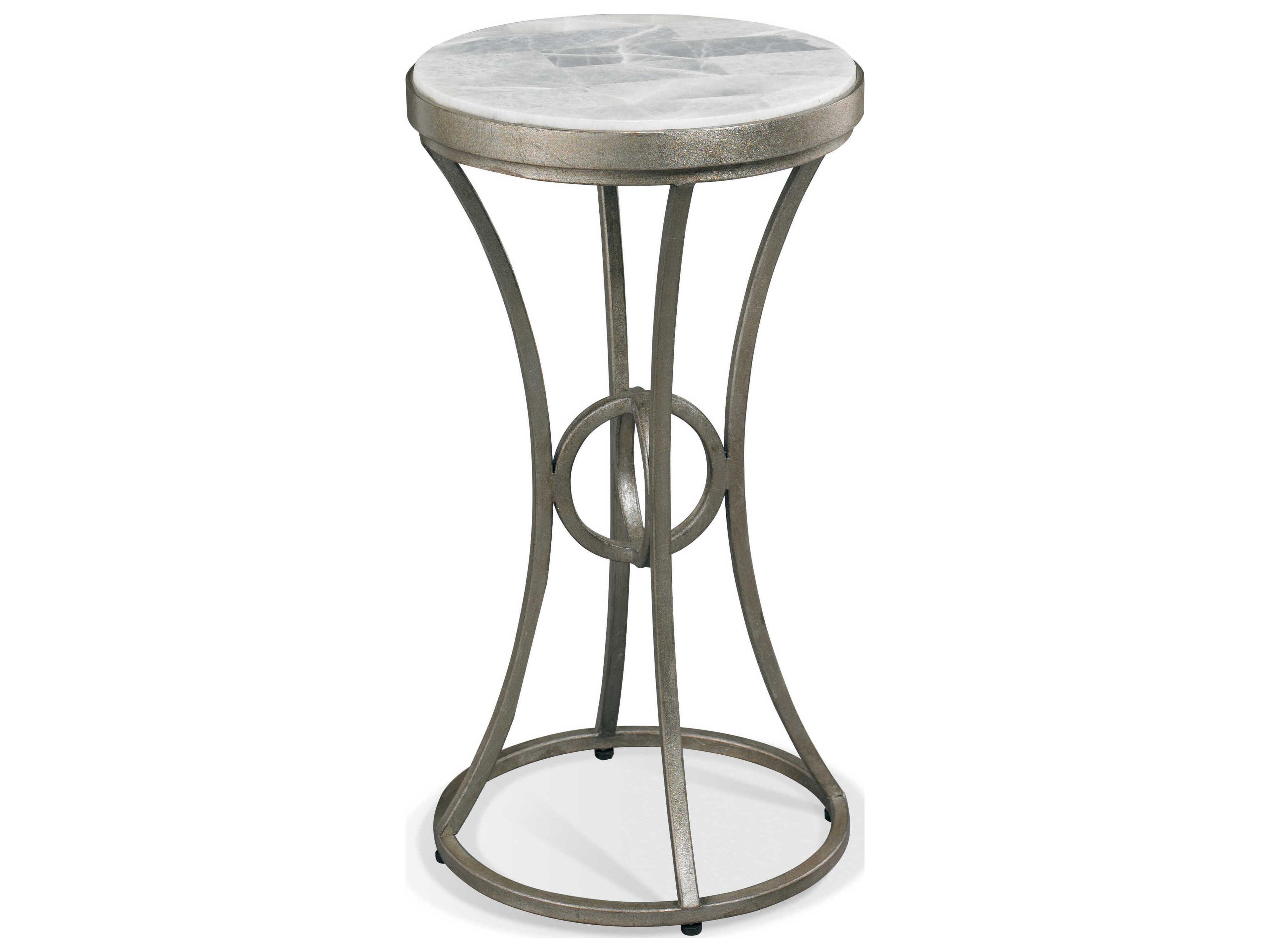 Sherrill Occasional Masterpiece Eclipse Round Stone Onyx Platinum Leaf Spot Table