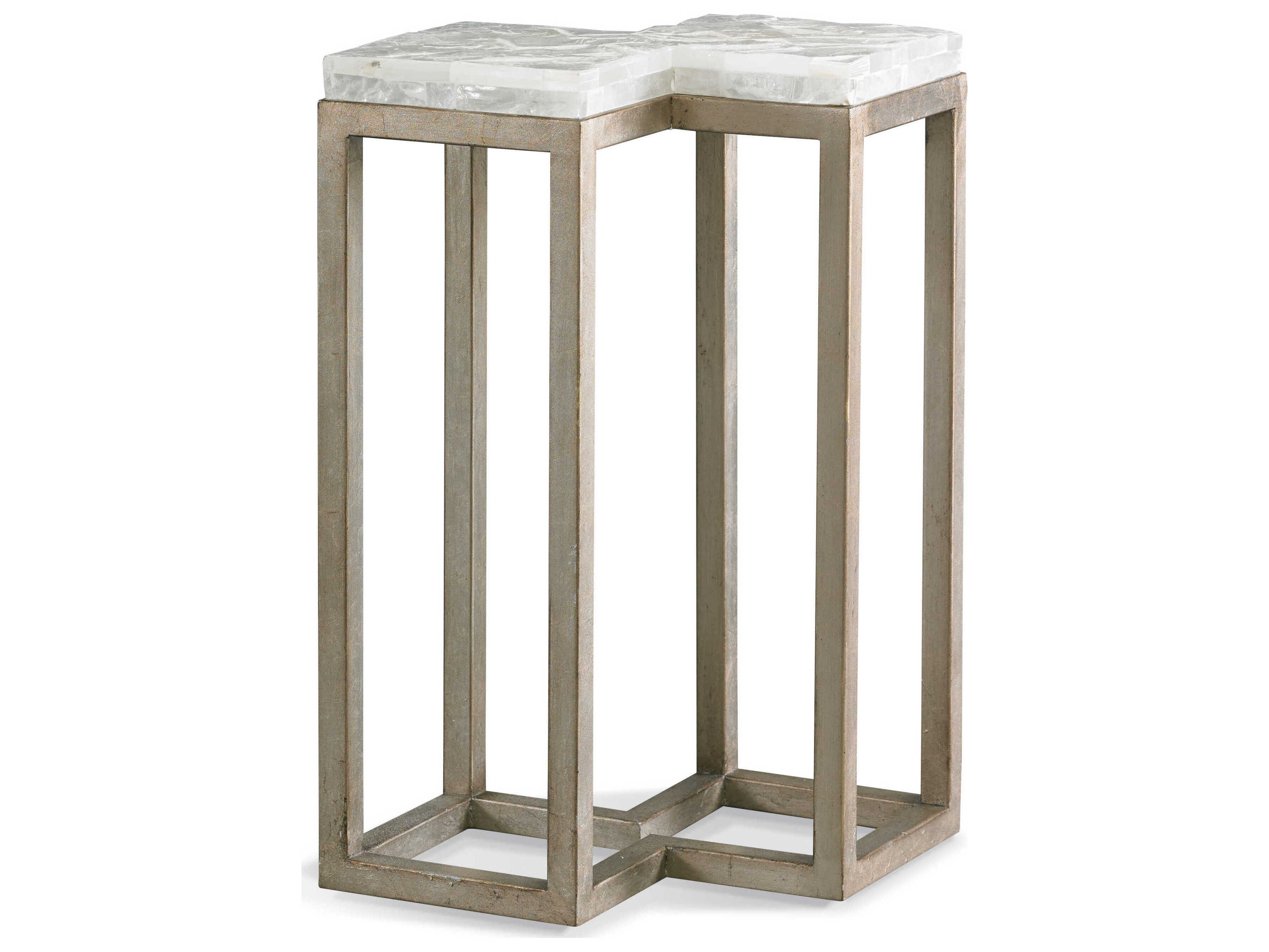 Sherrill Occasional Infinity Gypsum Stone Platinum Leaf Cube Table