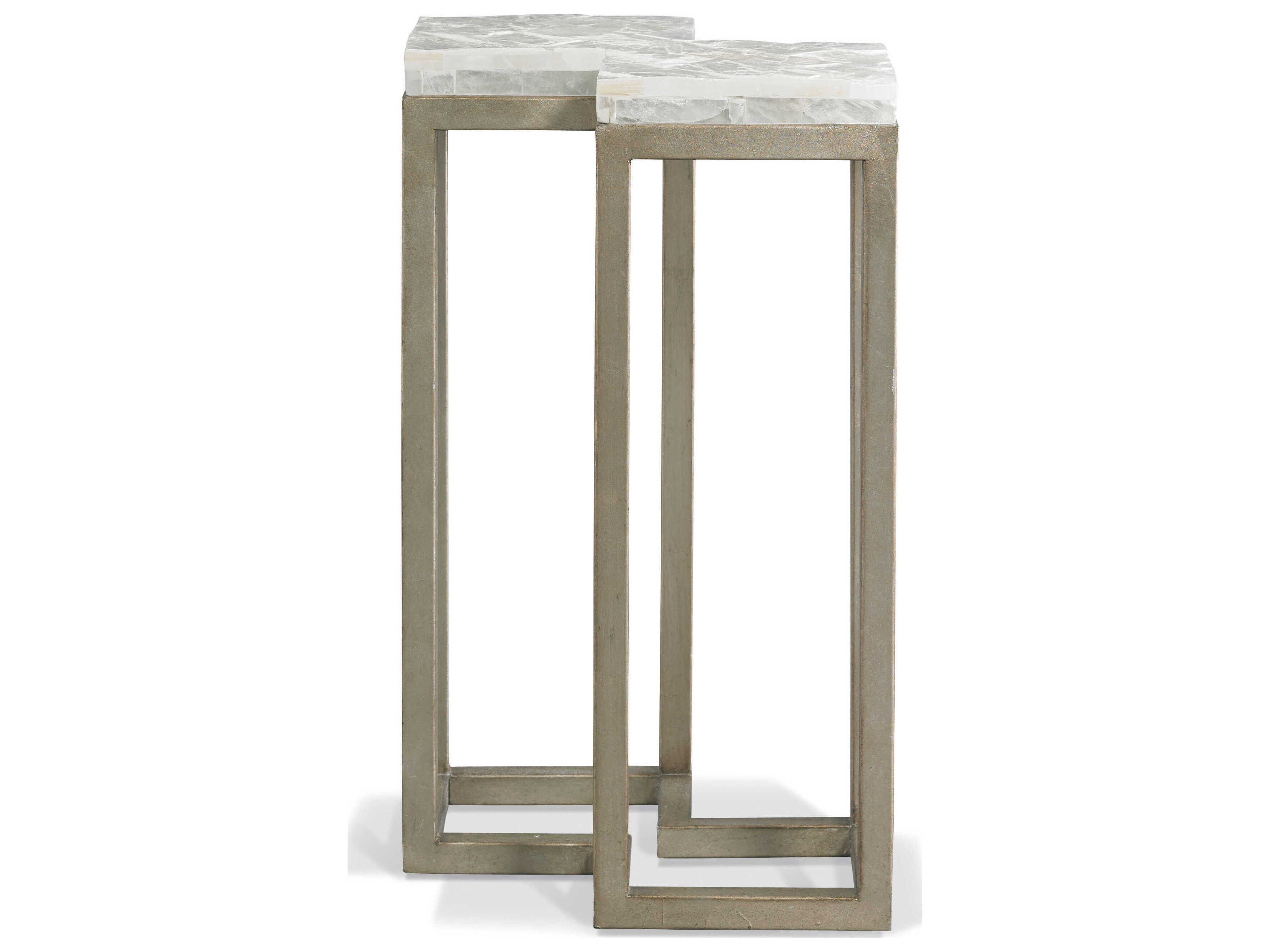 Sherrill Occasional Infinity Gypsum Stone Platinum Leaf Cube Table