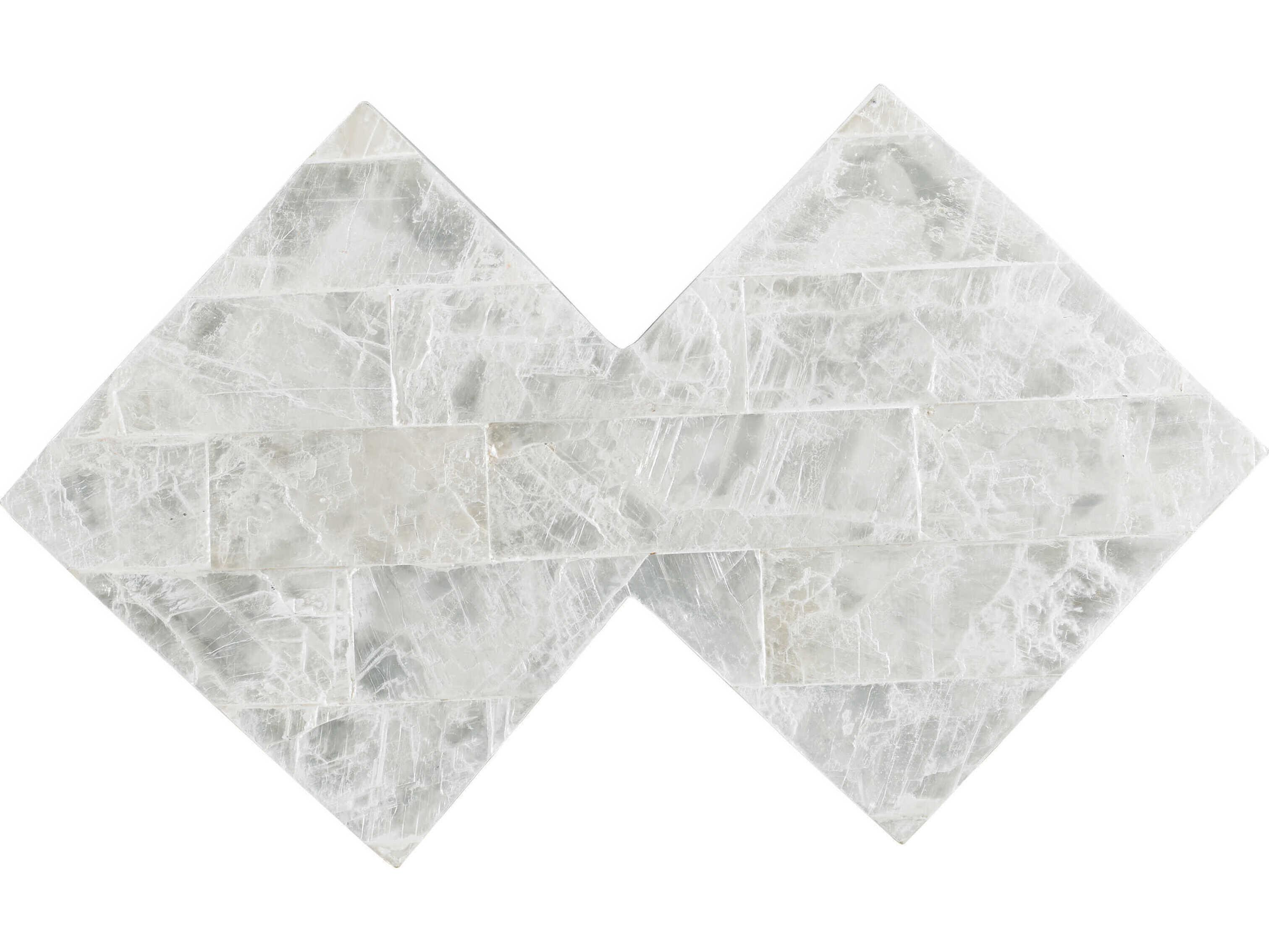 Sherrill Occasional Infinity Gypsum Stone Platinum Leaf Cube Table