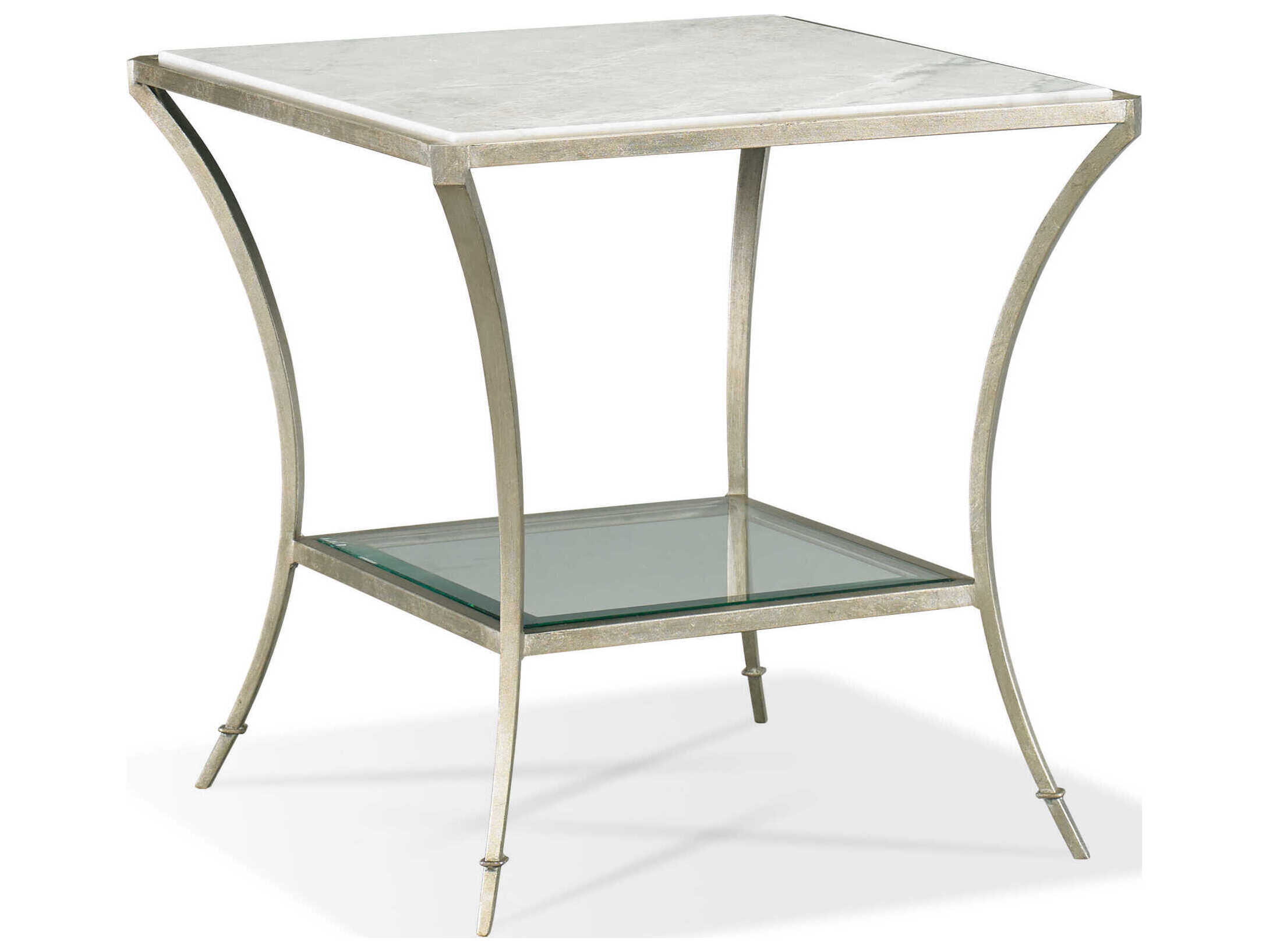 Sherrill Occasional Infinity Carlyle Square Marble Platinum Leaf End Table
