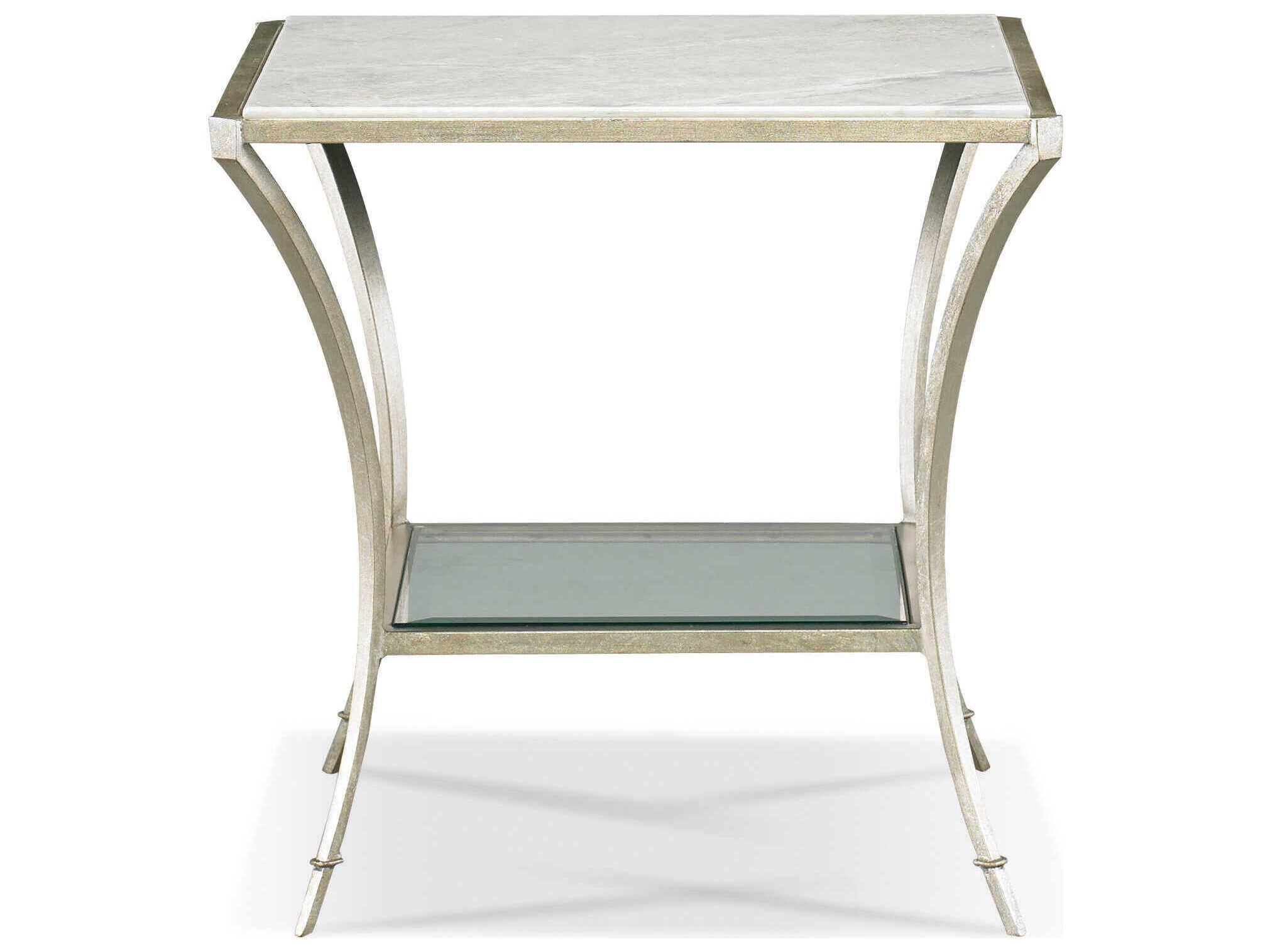 Sherrill Occasional Infinity Carlyle Square Marble Platinum Leaf End Table